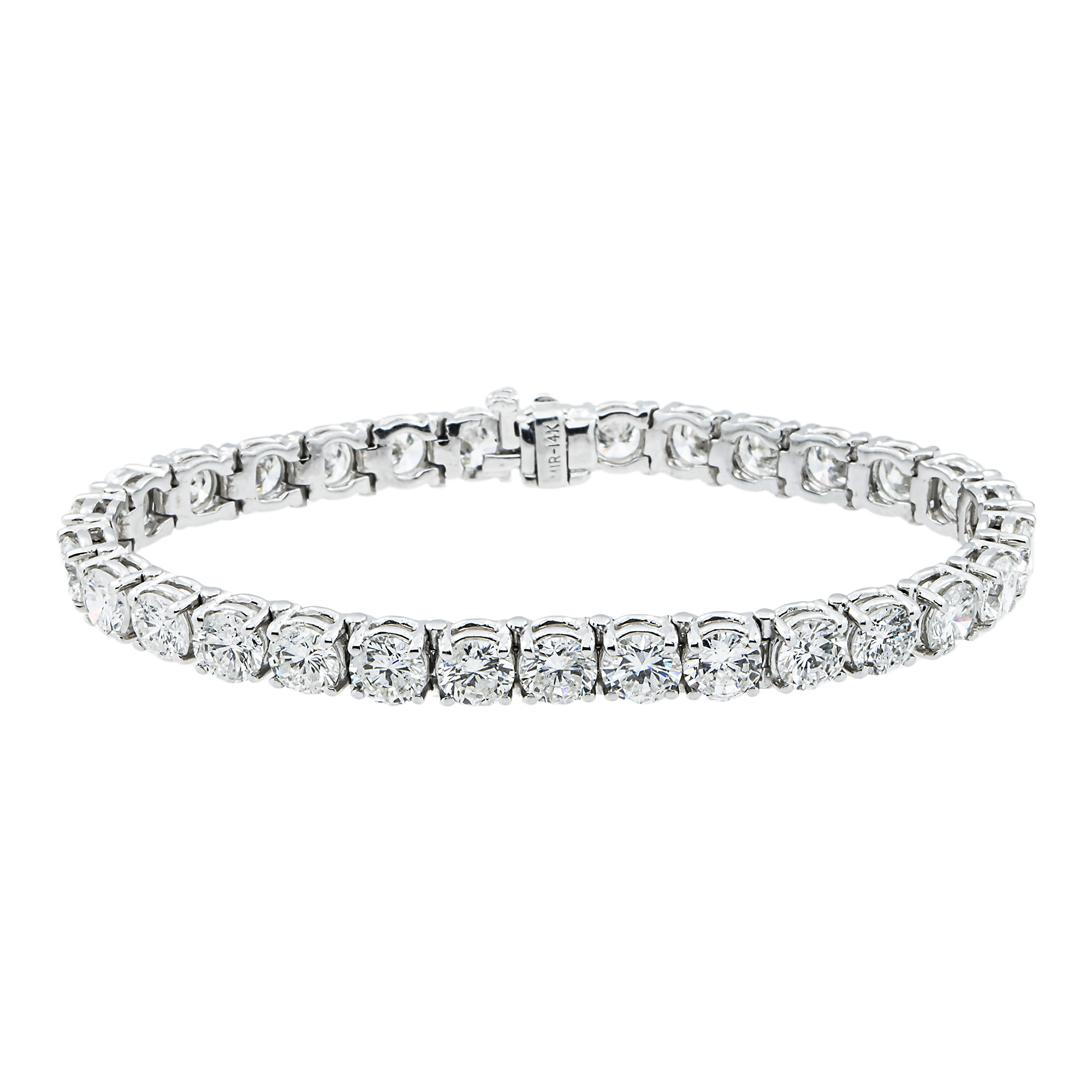 14k White Gold Round Diamond Tennis Bracelet 18.63ct (6"-8")