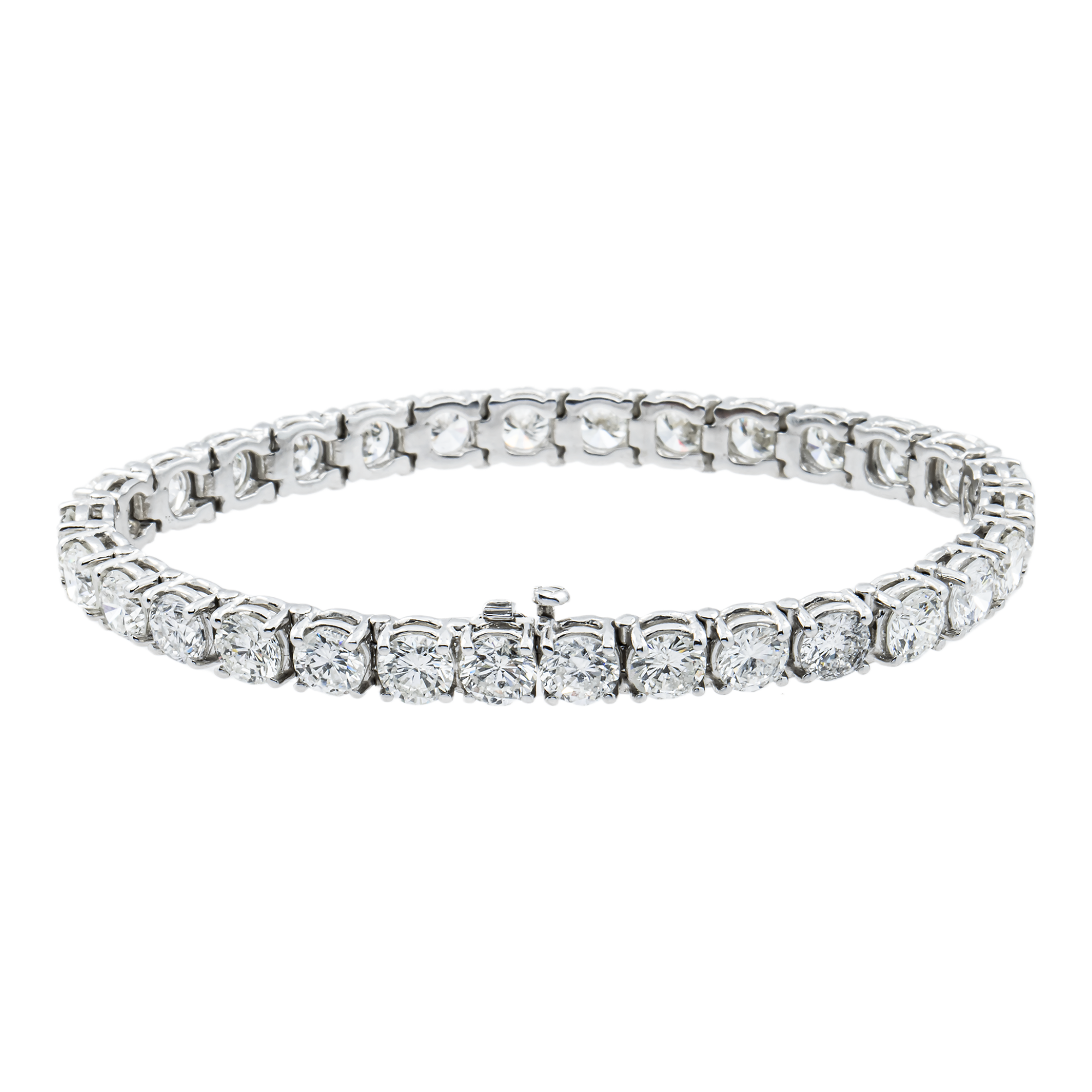 14k White Gold Round Diamond Tennis Bracelet 18.63ct (6"-8")