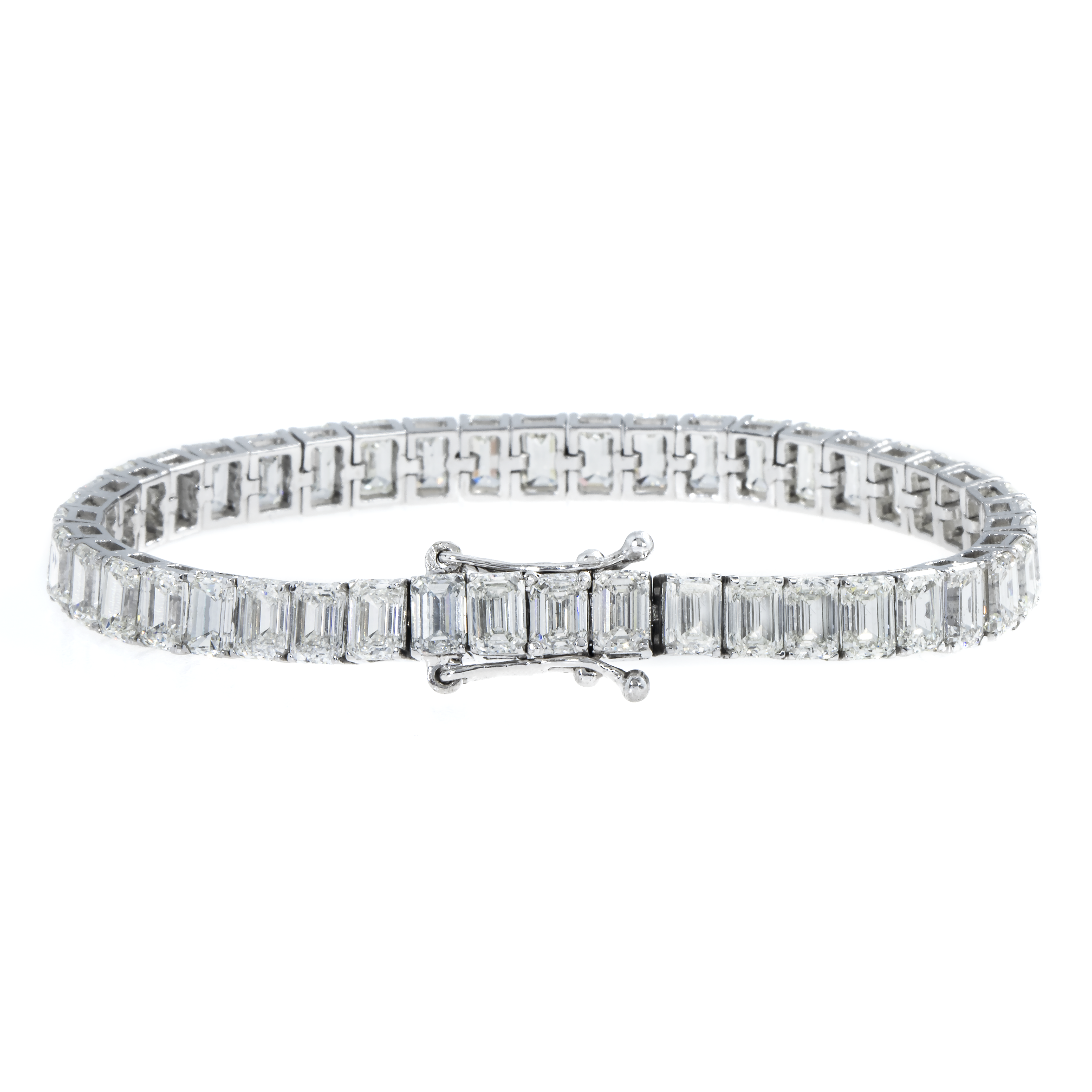 14K White Gold Emerald Cut Diamond Tennis Bracelet 23.54Ct Bracelets