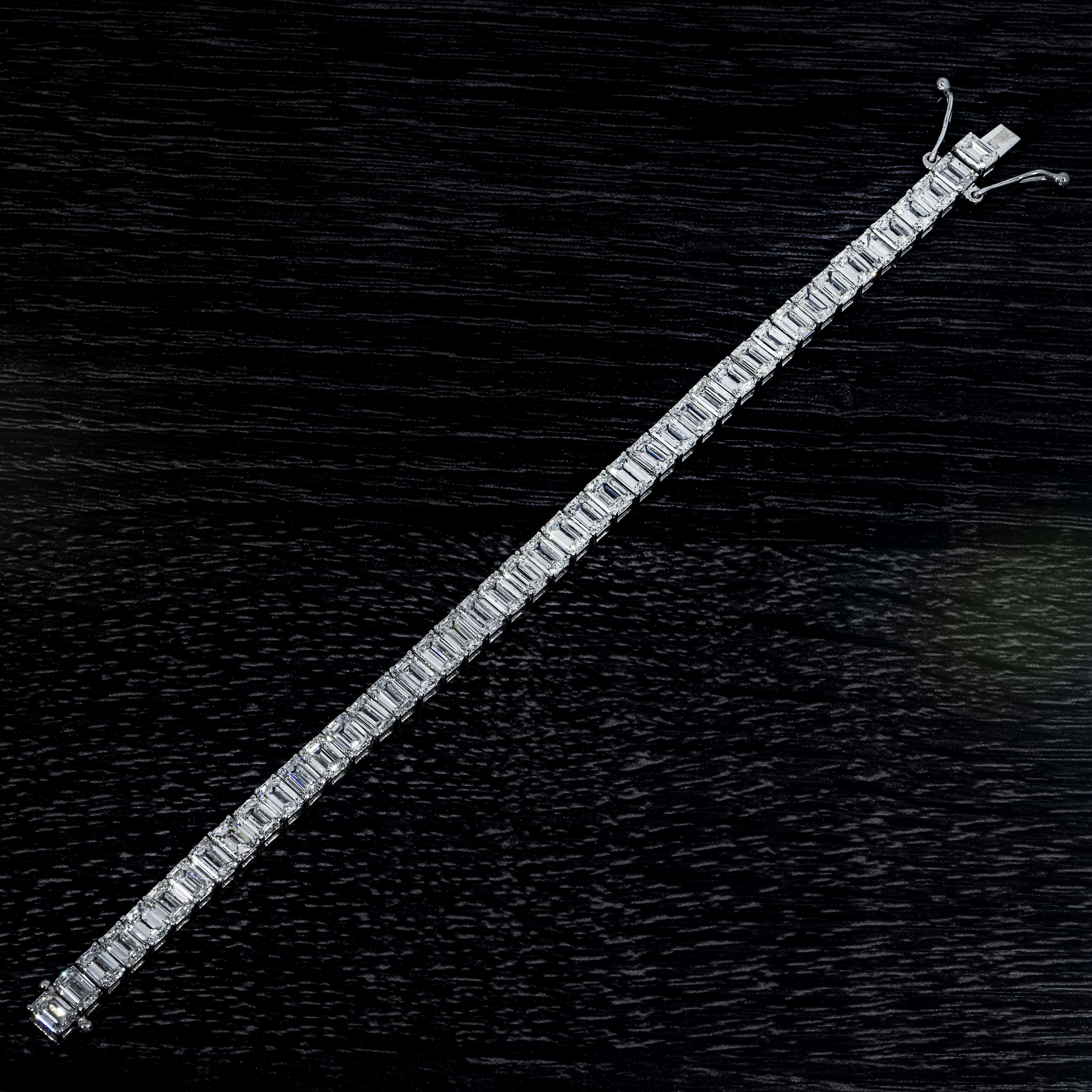 14K White Gold Emerald Cut Diamond Tennis Bracelet 23.54Ct Bracelets