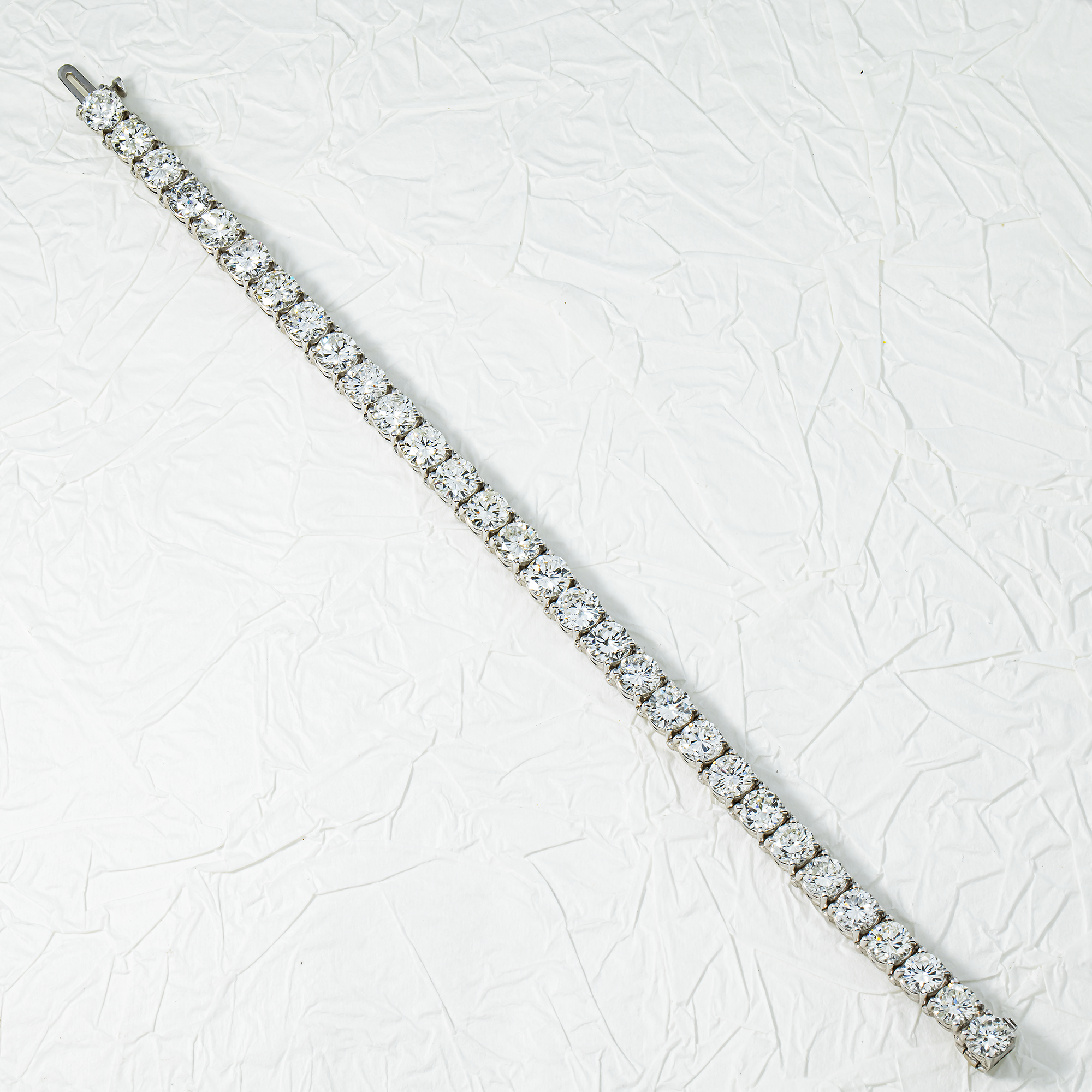 14k White Gold Round Diamond Tennis Bracelet 18.63ct (6"-8")