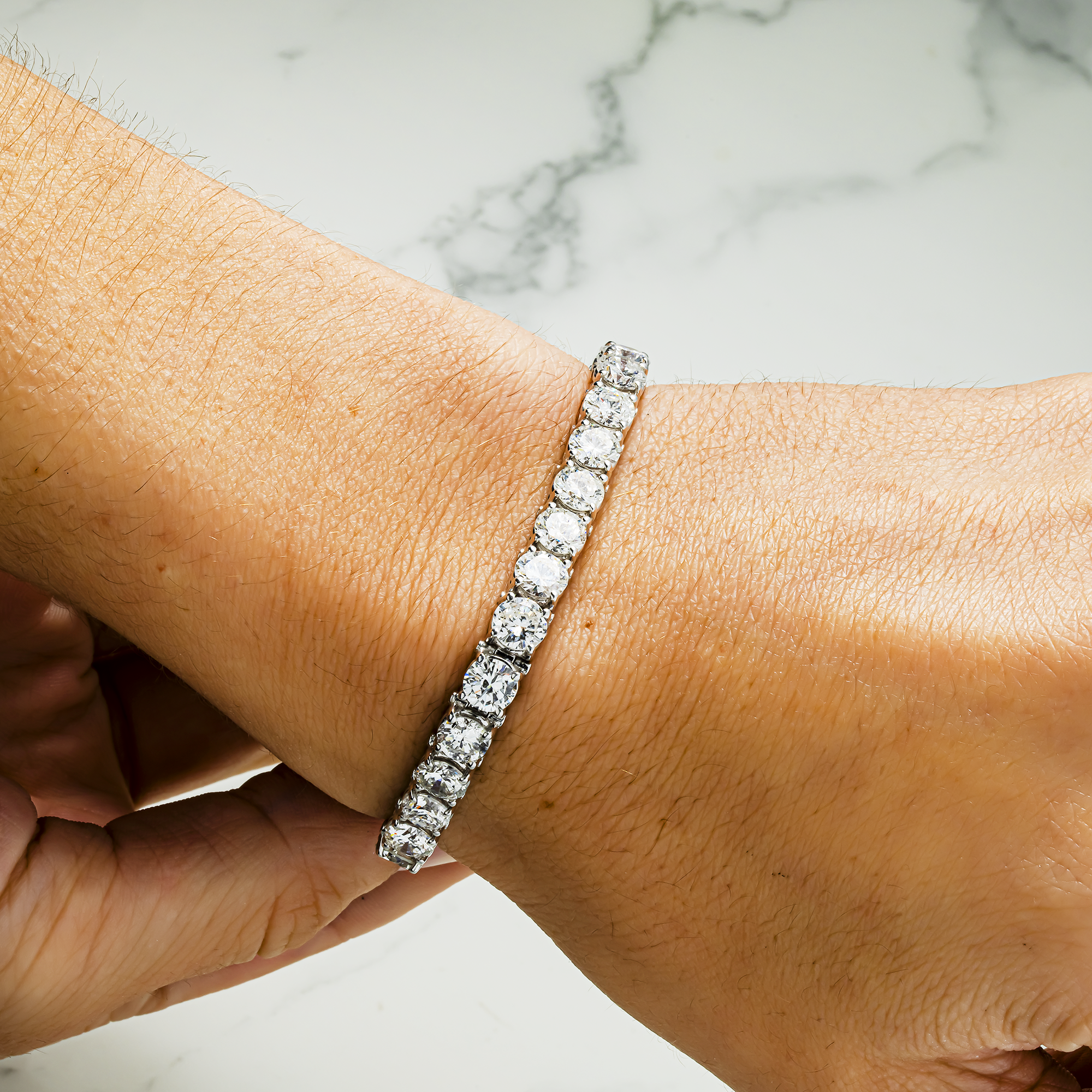 14k White Gold Round Diamond Tennis Bracelet 18.63ct (6"-8")