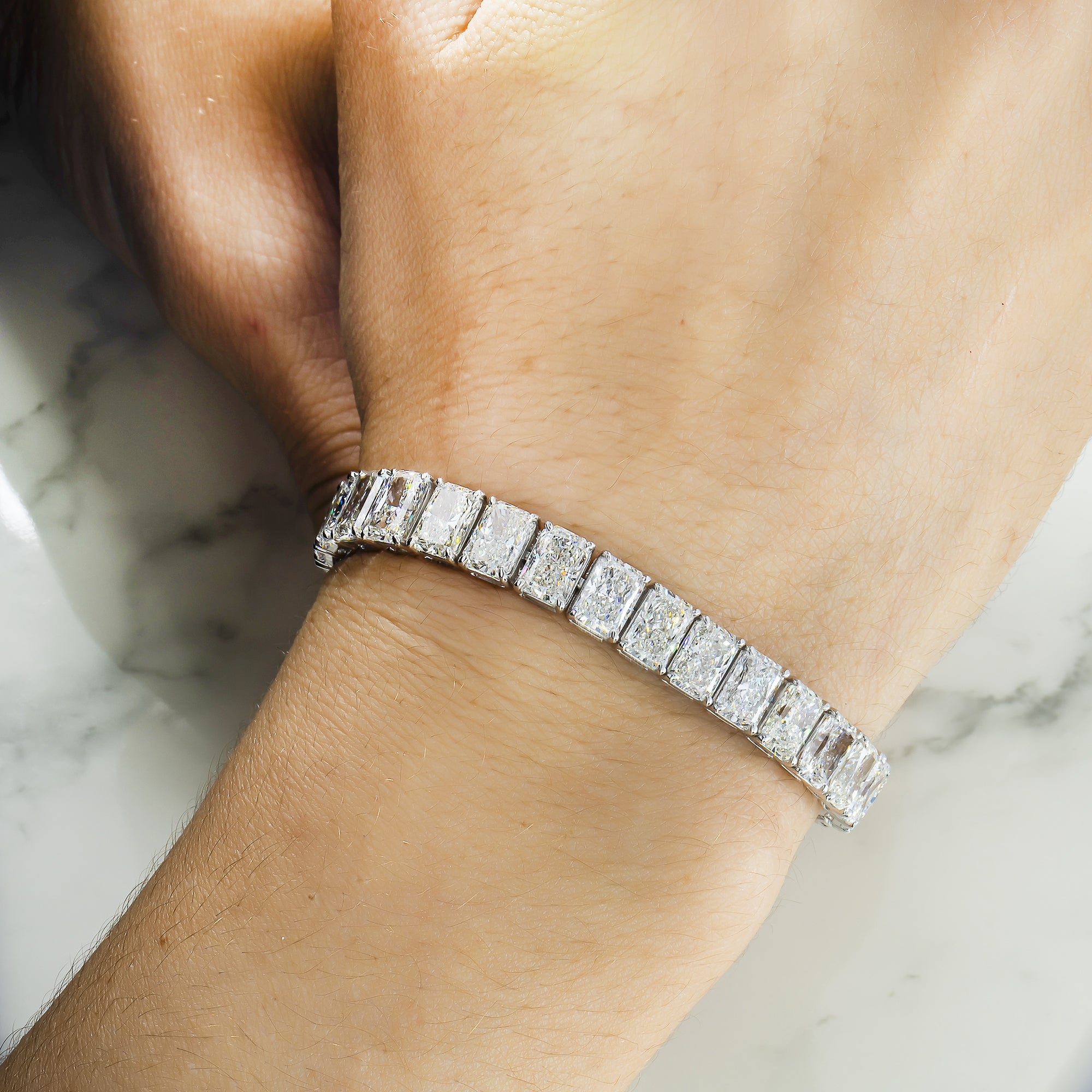 Choose 14K White Gold Radiant Cut Diamond Tennis Bracelet
