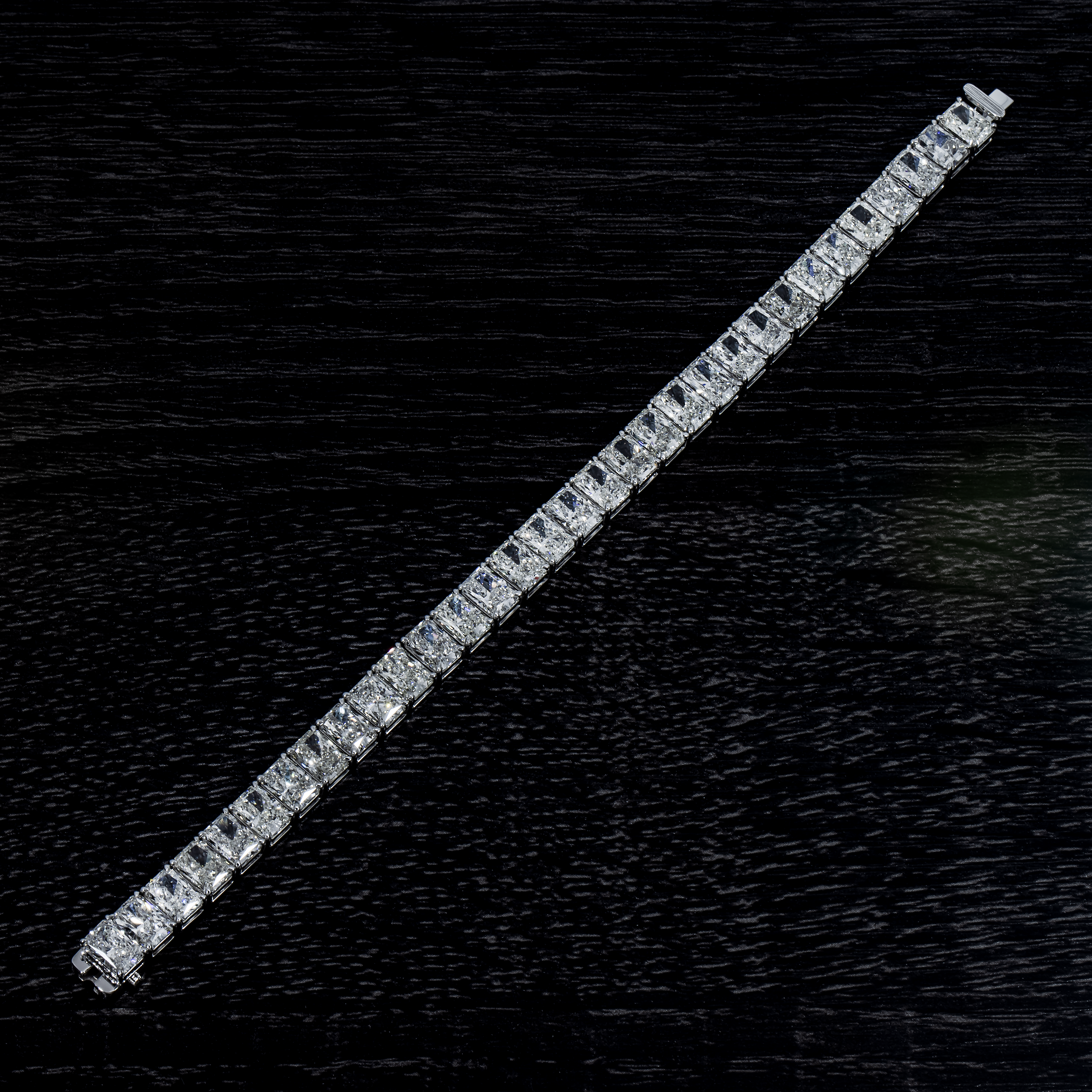 14K White Gold Radiant Cut Diamond Tennis Bracelet 33.09Ct Bracelets