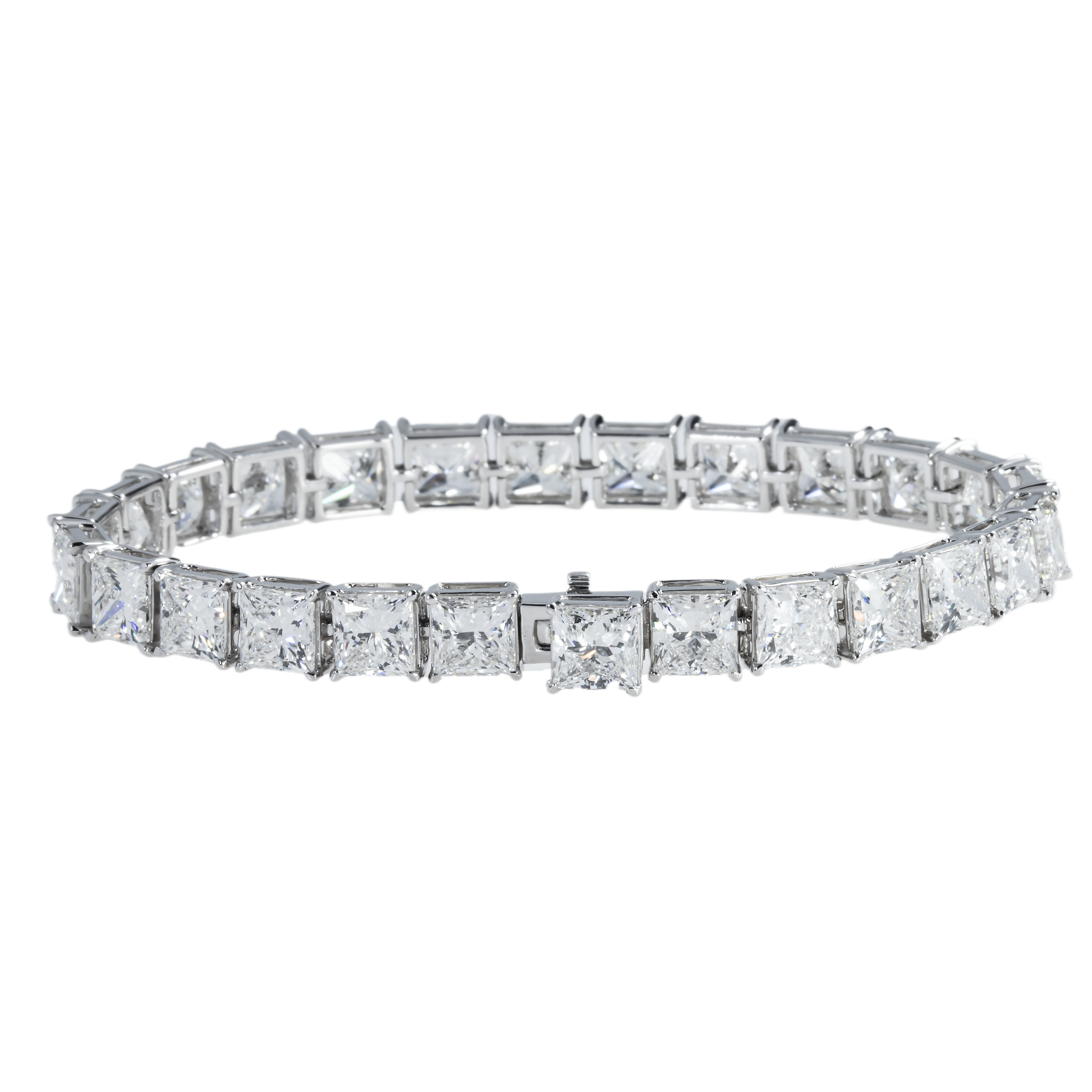 14K White Gold Princess Cut Diamond Tennis Bracelet 27.25Ct Bracelets