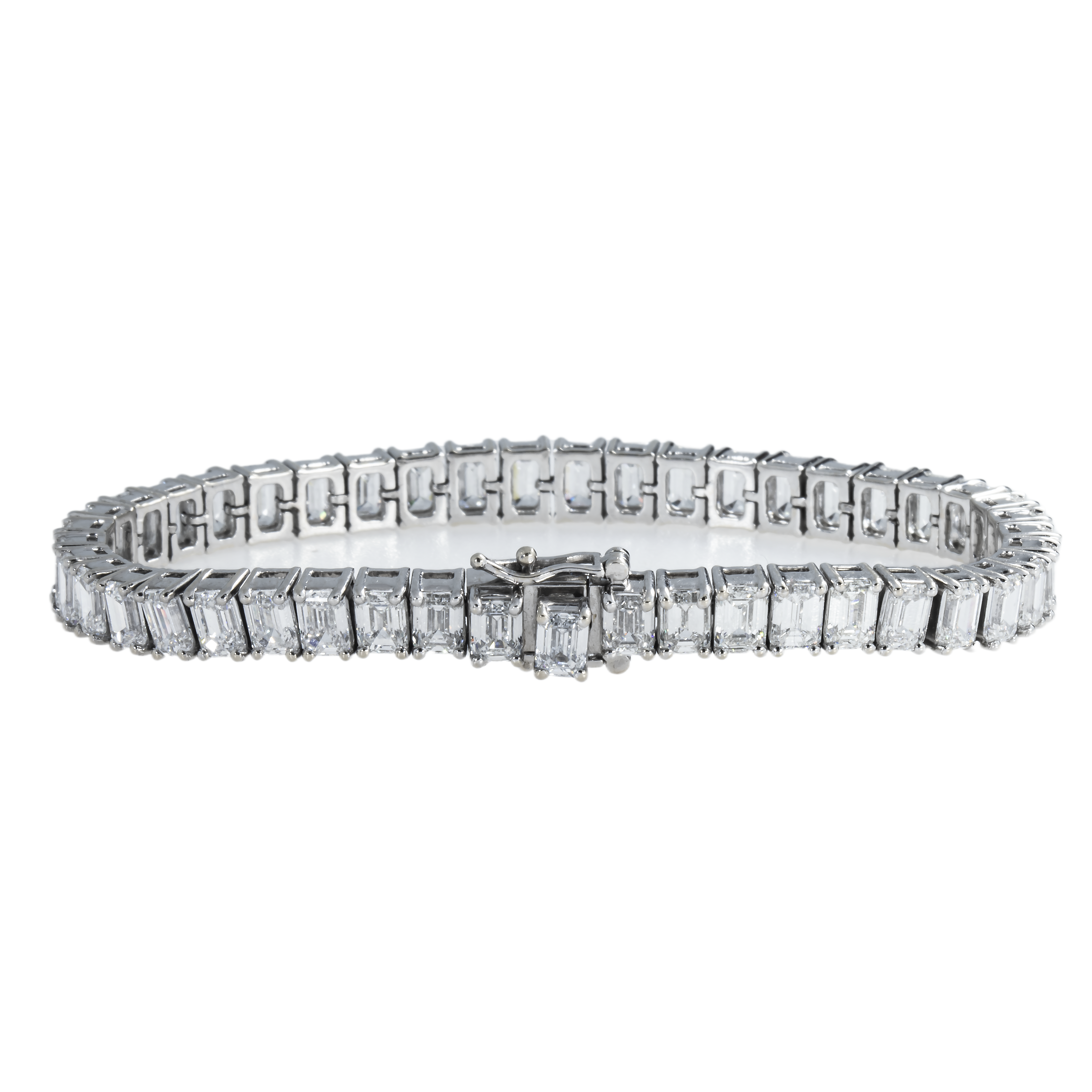 14K White Gold Emerald Cut Dimond Tennis Bracelet 19.43Ct Bracelets