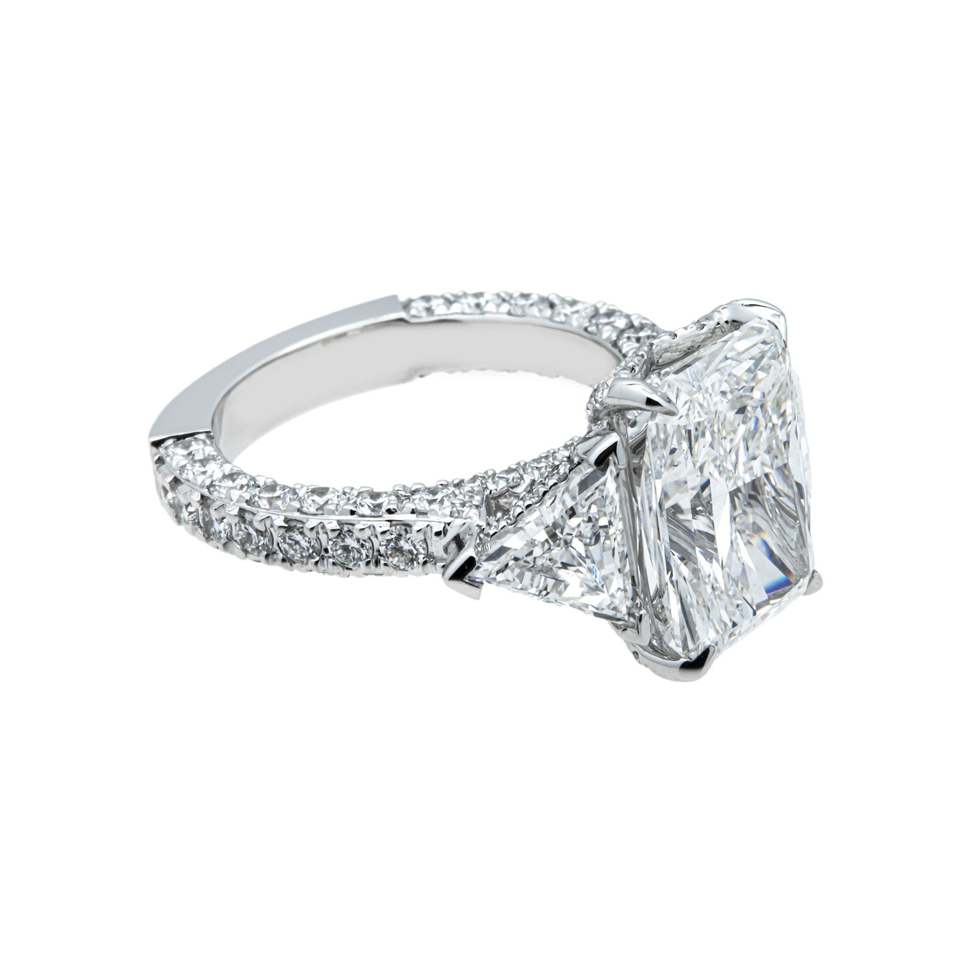GIA 18K White Gold 5.53ct Radiant Diamond Engagement Ring 9.13ctw