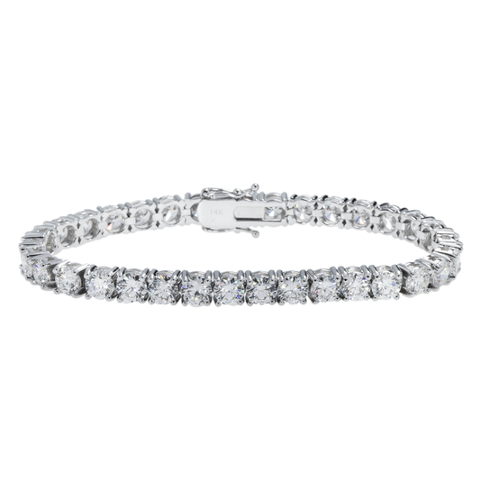 14K White Gold Round Diamond Tennis Bracelet 14.20ct