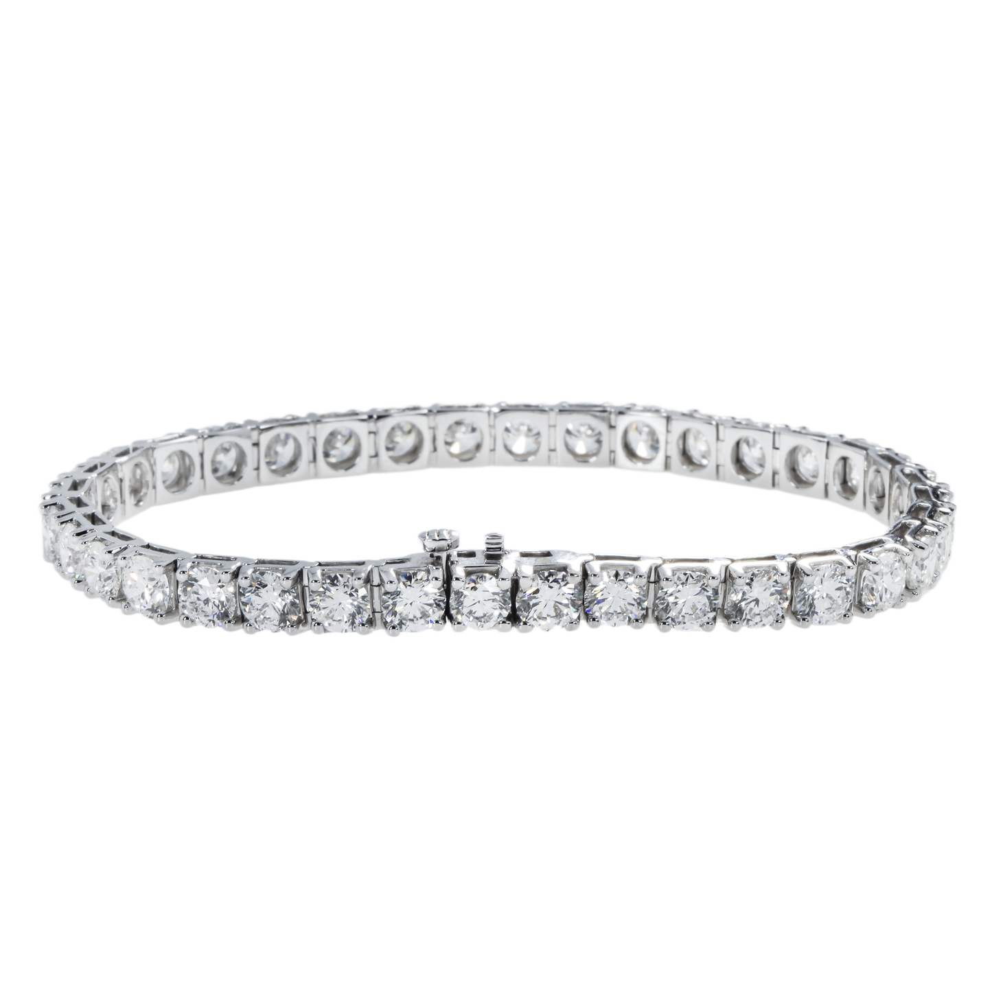 14K White Gold Round Diamond Tennis Bracelet 15.0ct