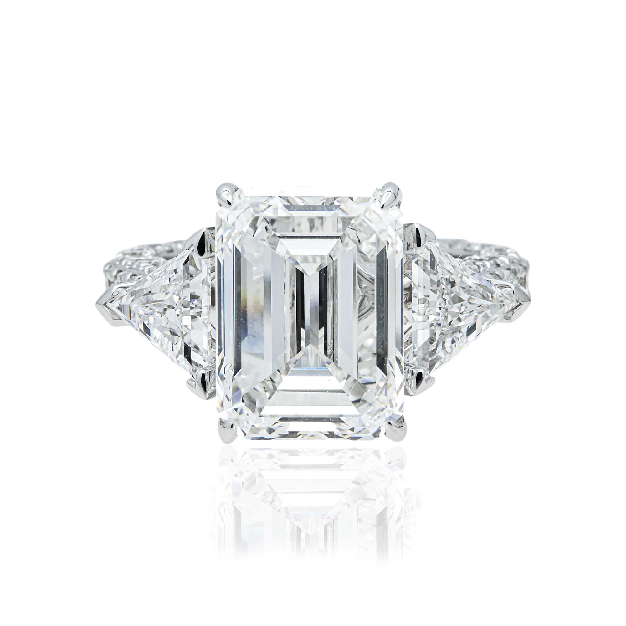 18K White Gold 7.37ct Emerald Diamond Engagement Ring 10.97ctw