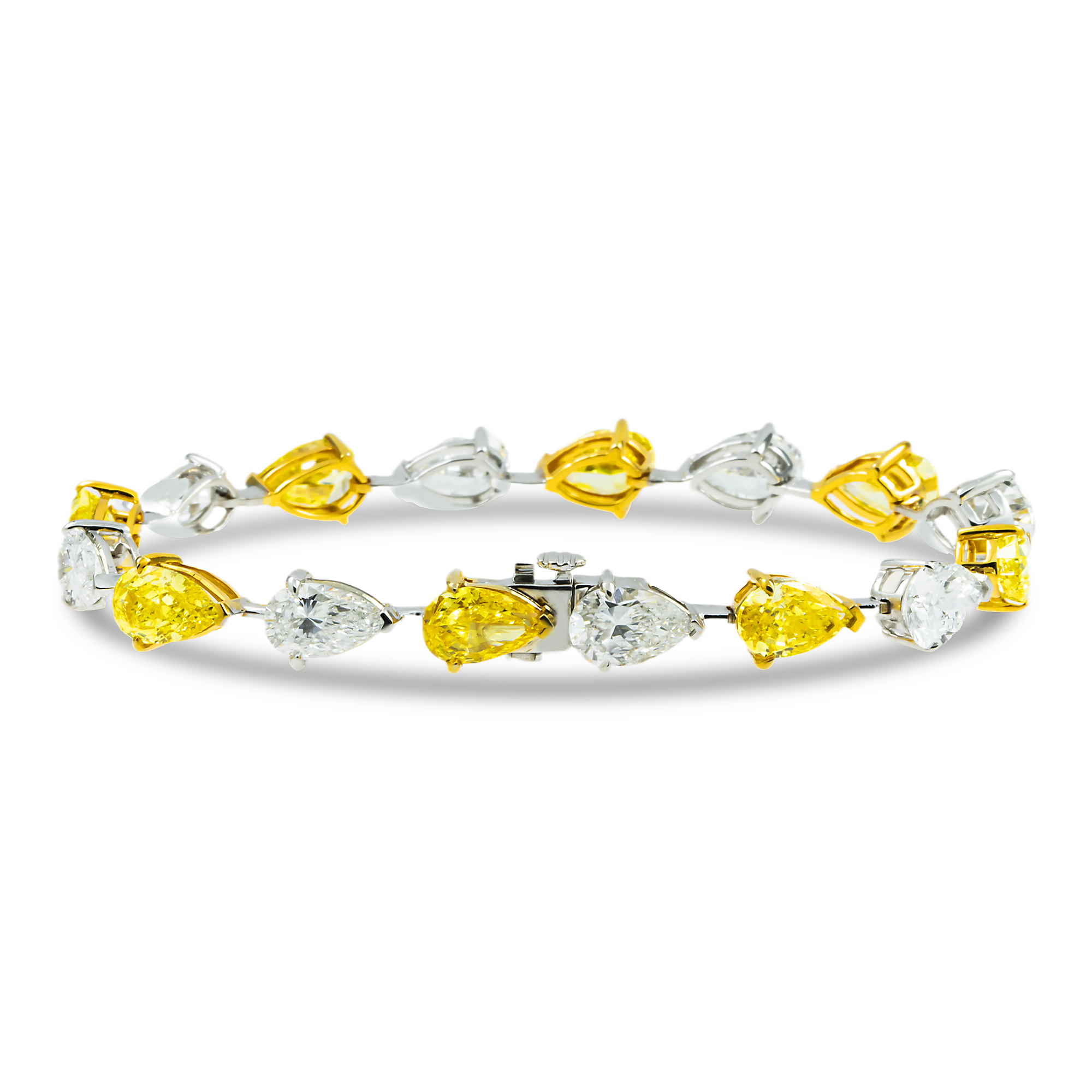 14K Two Tone Pear Cut Fancy Yellow & White Diamonds 15.0ct