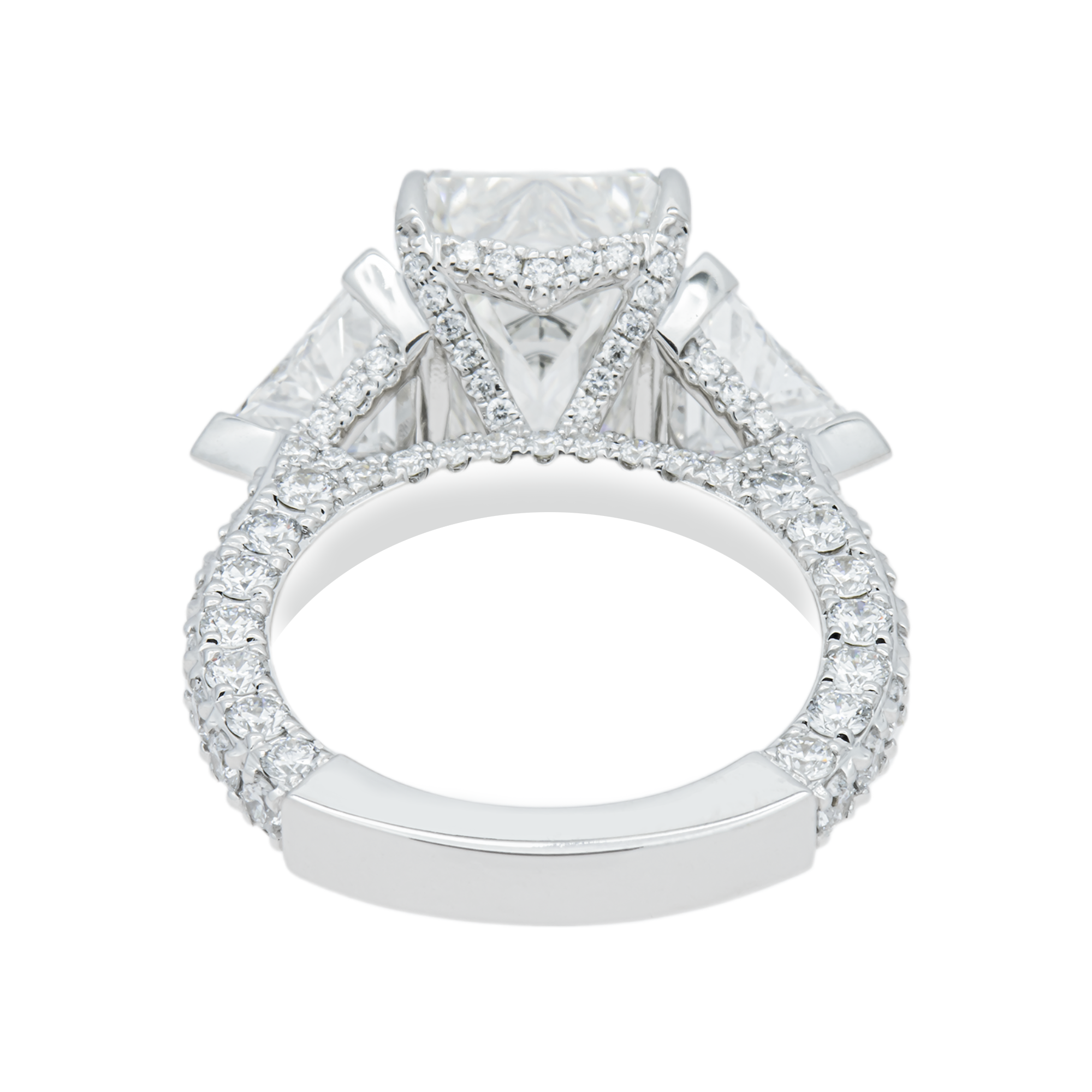 18K White Gold 7.37ct Emerald Diamond Engagement Ring 10.97ctw