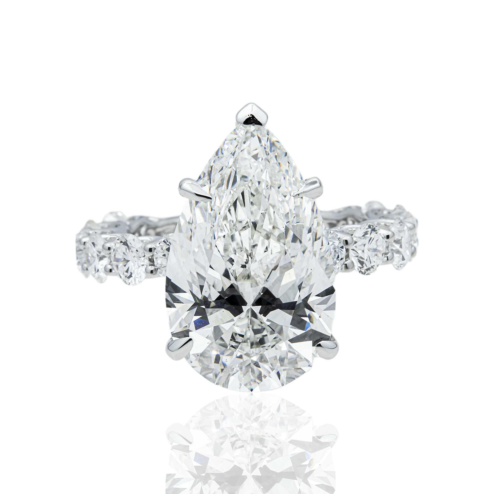 18K White Gold 9.02ct Pear Diamond Engagement Ring 11.57ctw