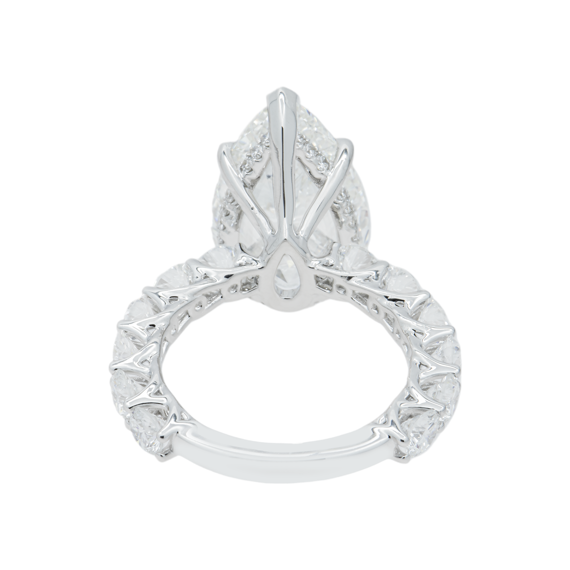 18K White Gold 9.02ct Pear Diamond Engagement Ring 11.57ctw