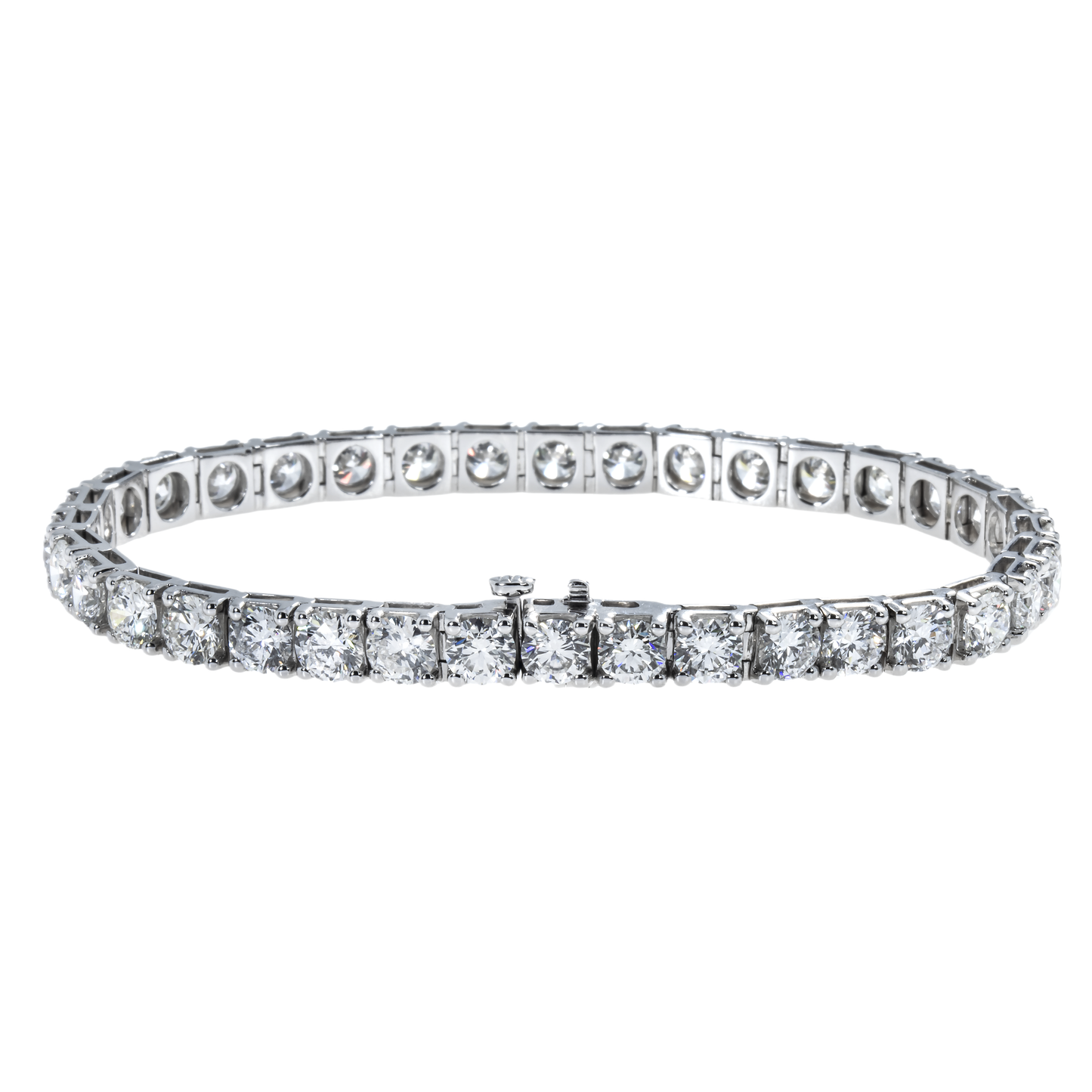 14K White Gold Round Diamond Tennnis Bracelet 14.98ct