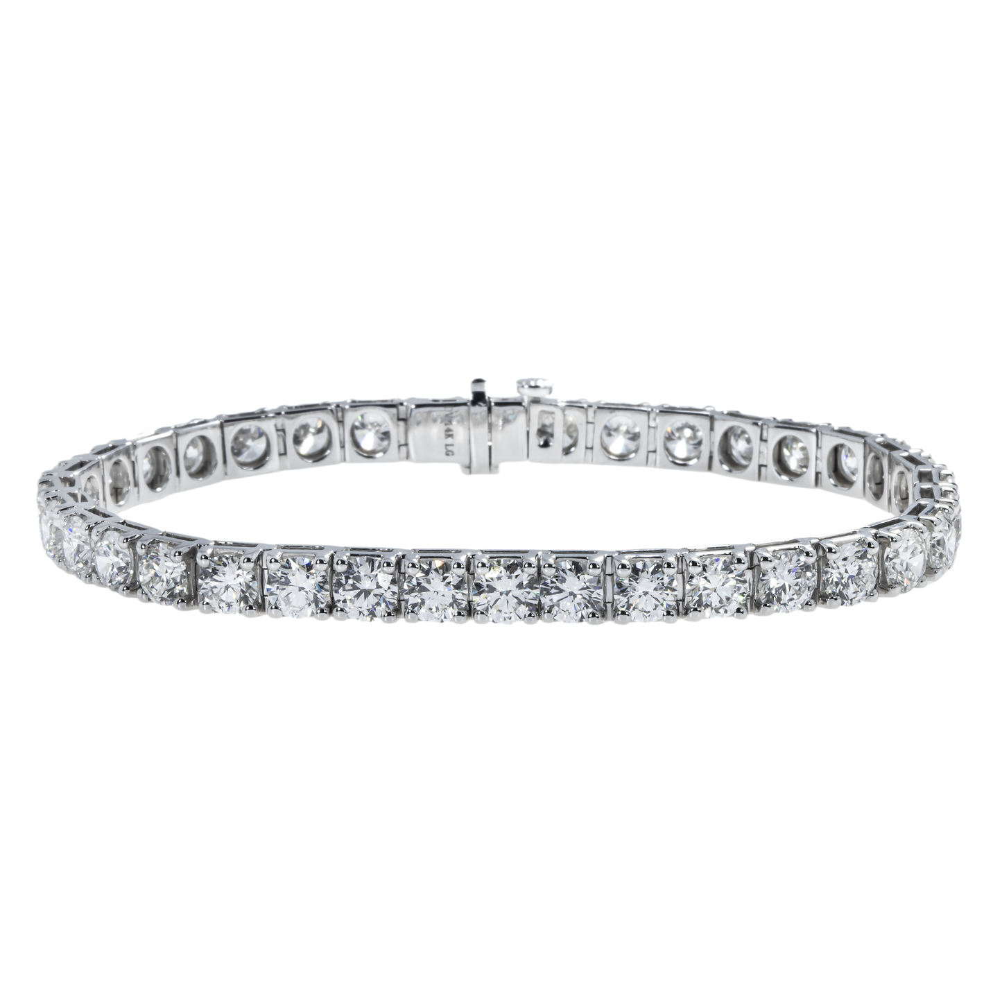 14K White Gold Round Diamond Tennnis Bracelet 14.98ct