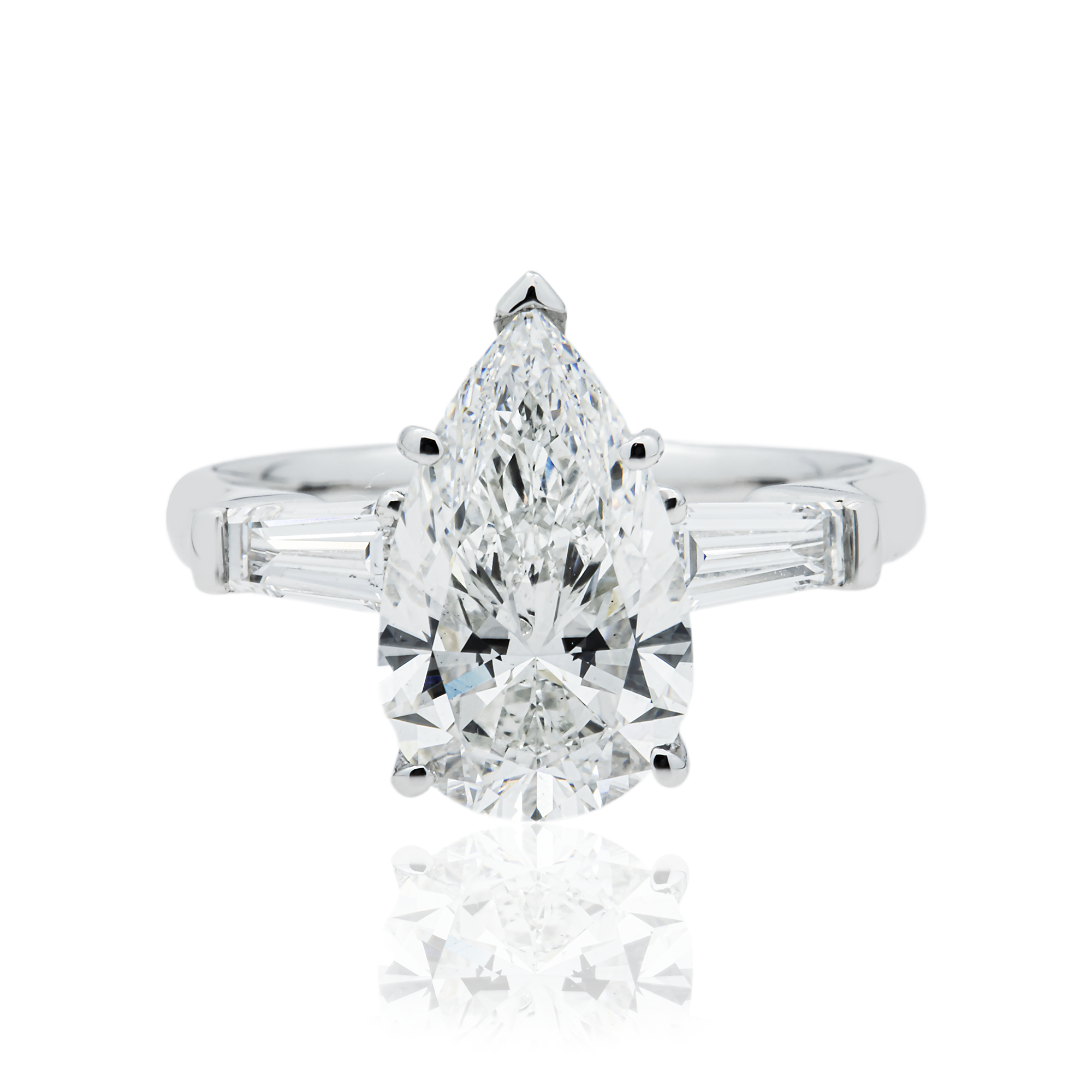 Platinum 2.88ct Pear Diamond Engagement Ring 3.48ctw