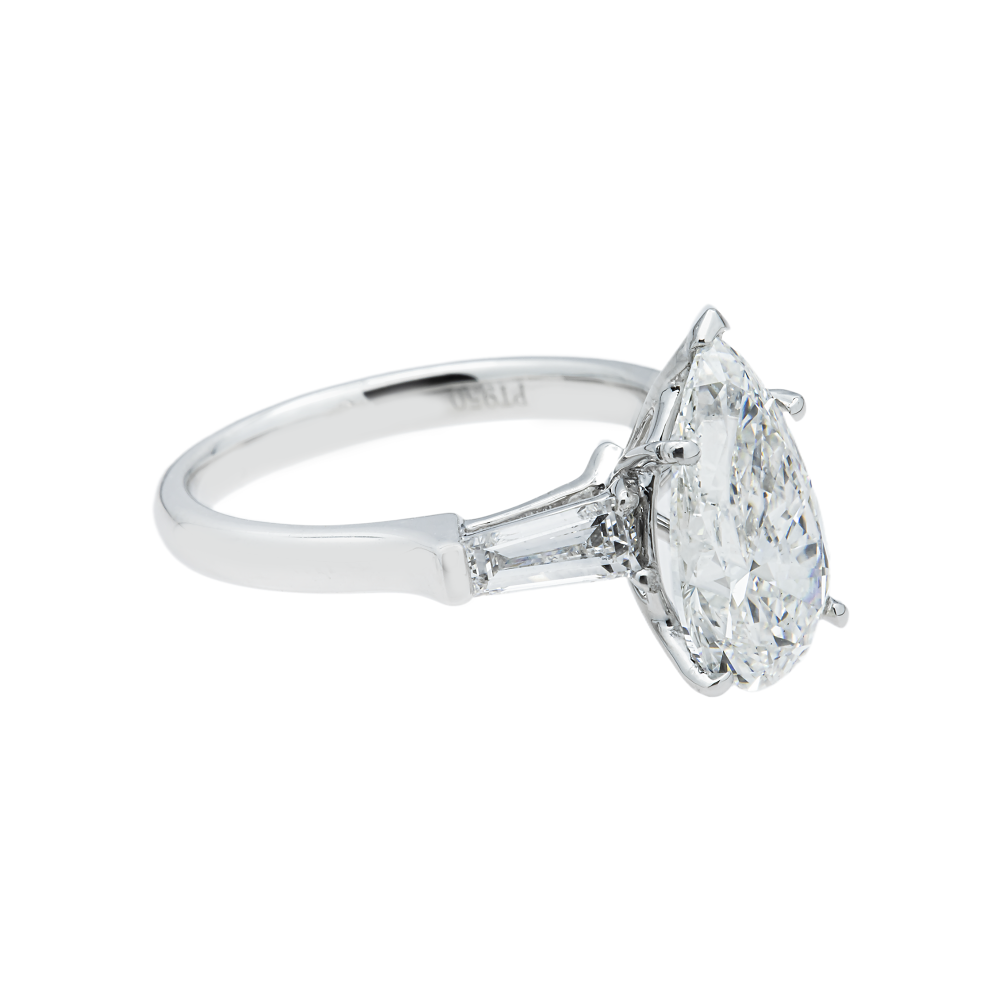 Platinum 2.88ct Pear Diamond Engagement Ring 3.48ctw