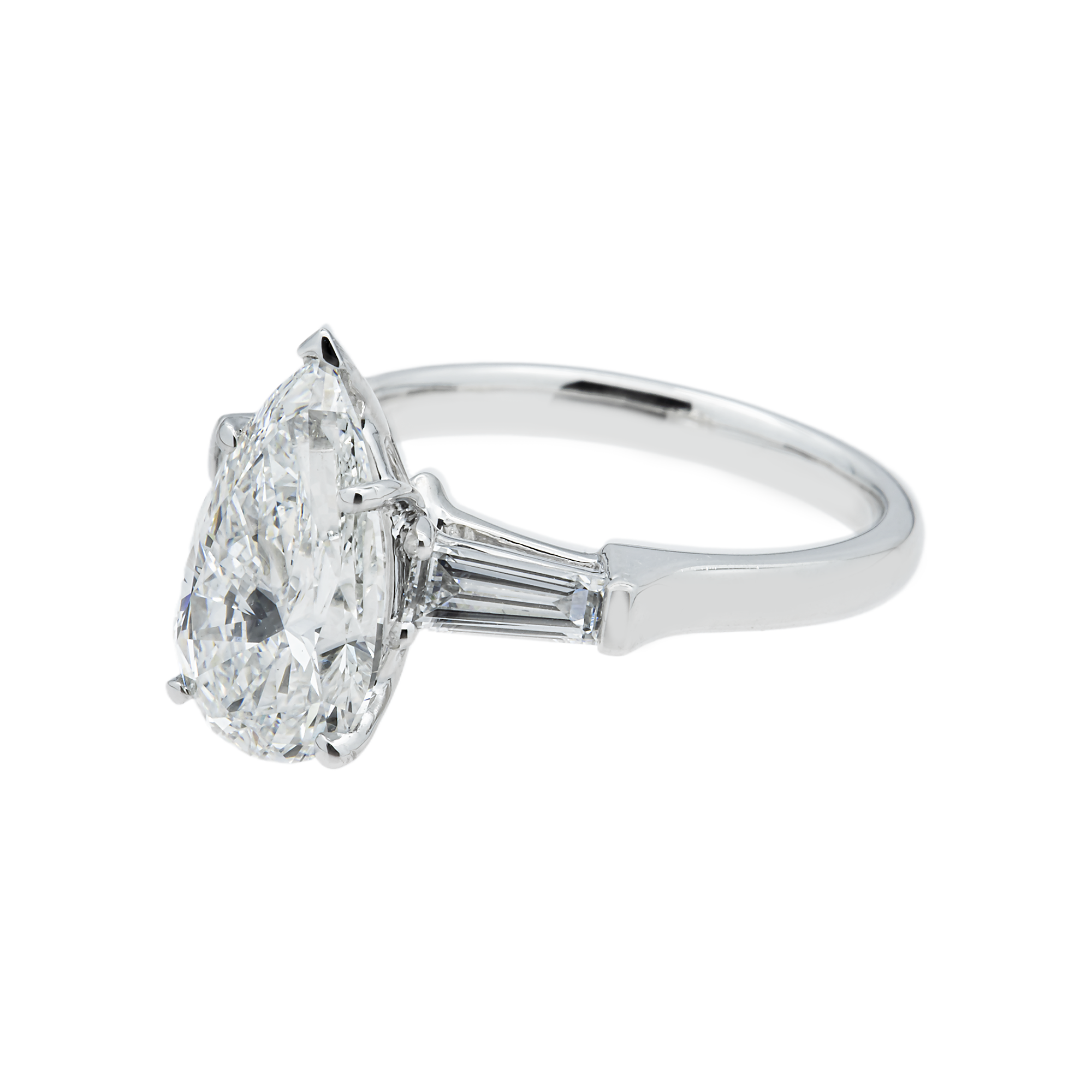Platinum 2.88ct Pear Diamond Engagement Ring 3.48ctw