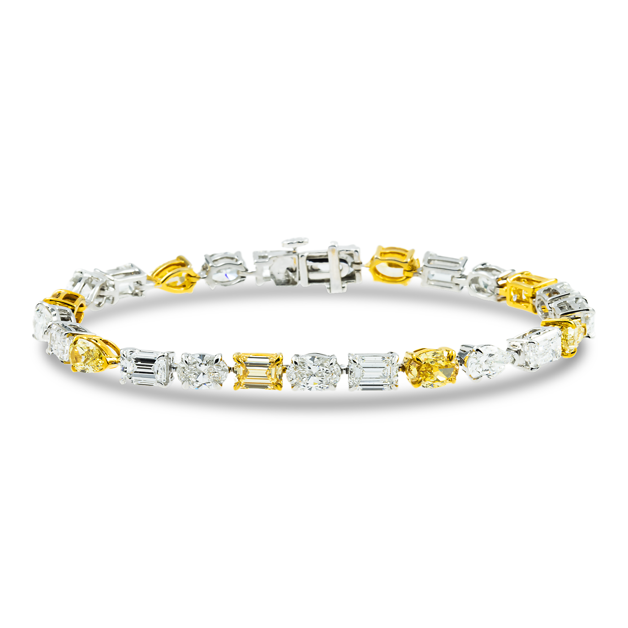 14K Two Tone Fancy Yellow & White Diamond Bracelet 12.71ct