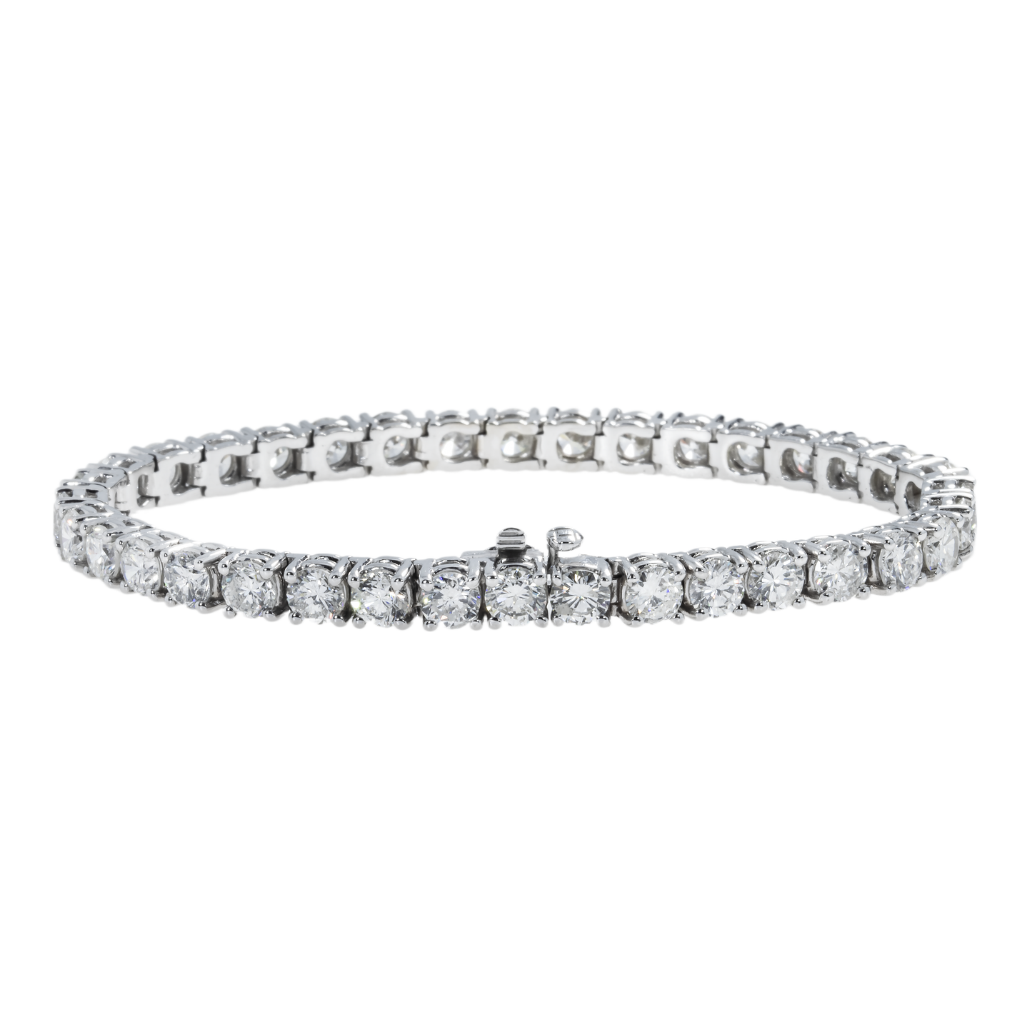 14K White Gold Round Diamond Tennis Bracelet 14.12ct