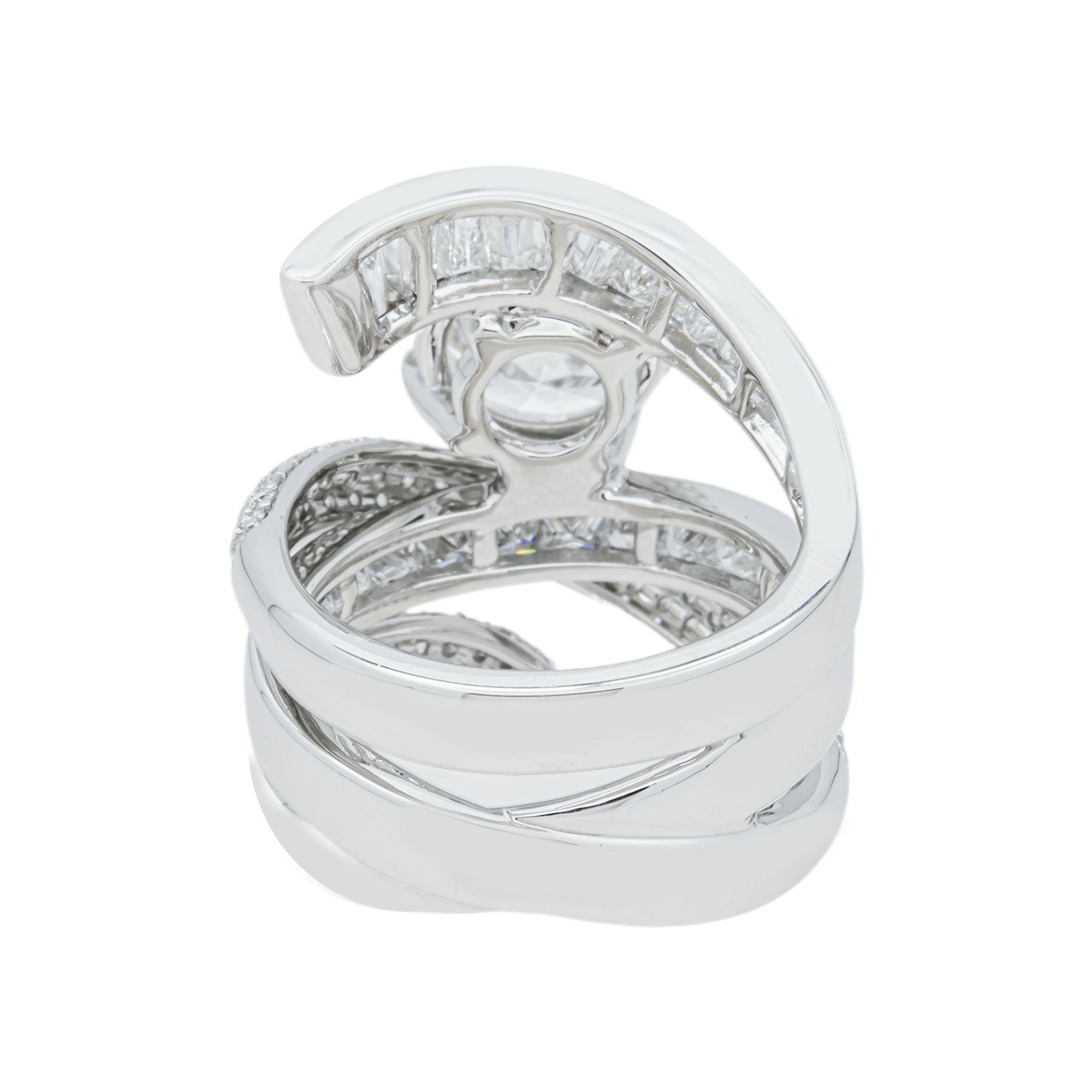 18K White Gold 4.15ct Round Diamond Wrap Ring 7.01ctw