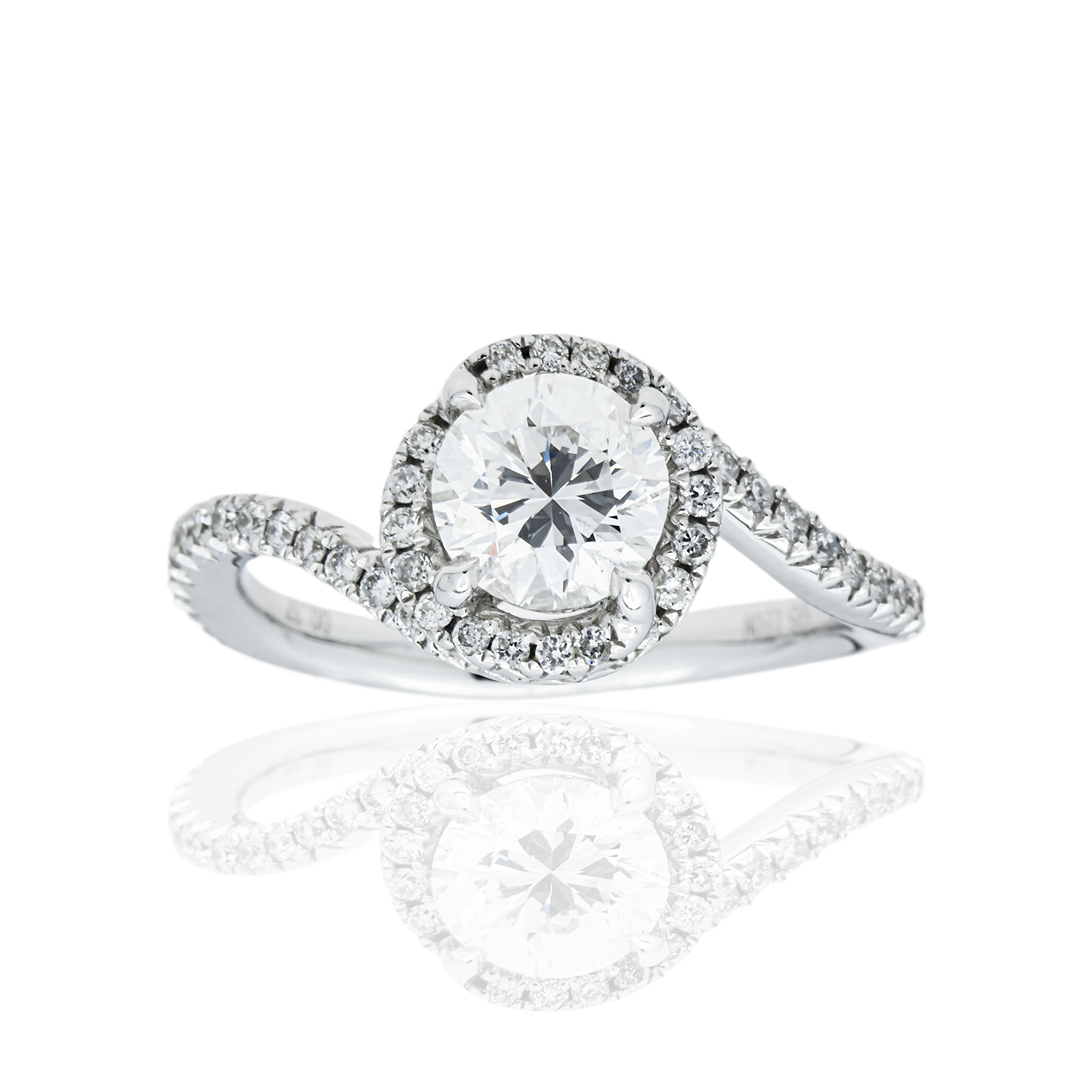 14K White Gold 1.09ct Round Diamond Engagement Ring 1.46ctw