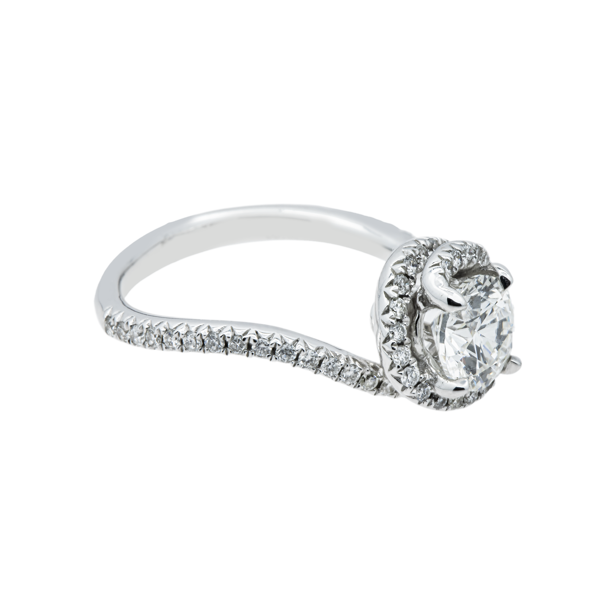 14K White Gold 1.09ct Round Diamond Engagement Ring 1.46ctw