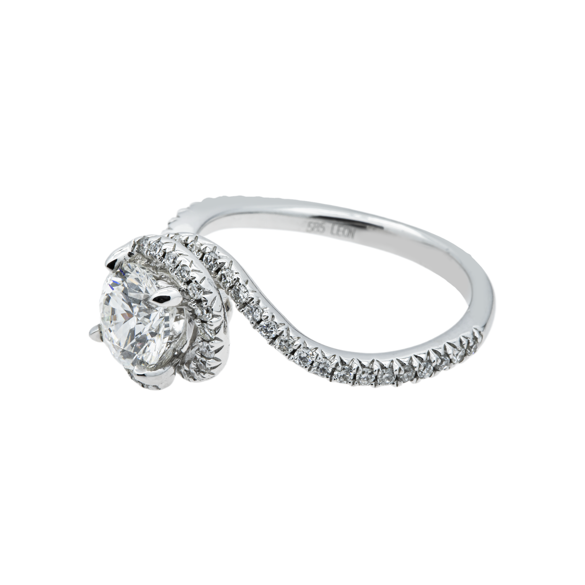 14K White Gold 1.09ct Round Diamond Engagement Ring 1.46ctw