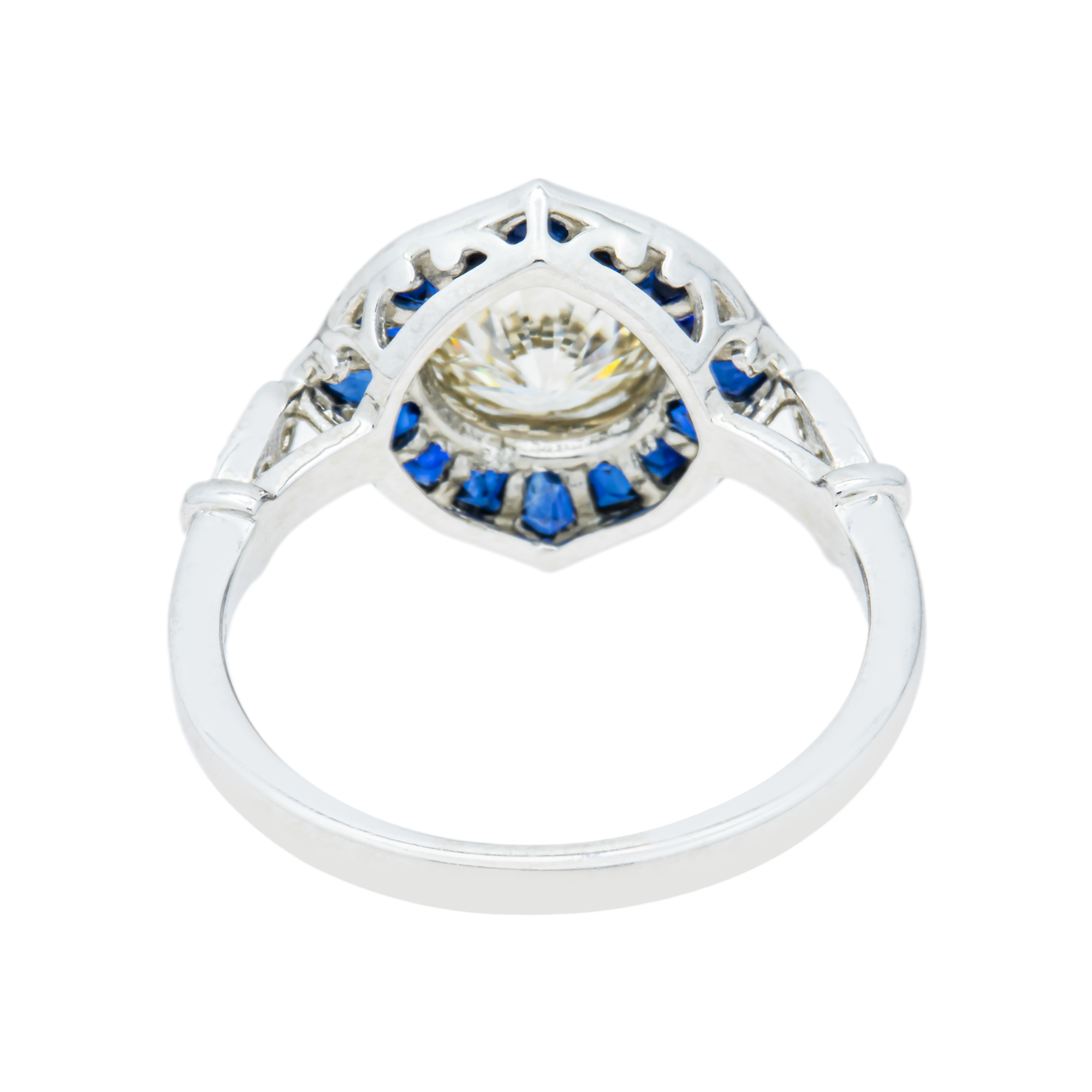 Platinum 1.06ct Round Diamond & Sapphire Ring 2.61ctw