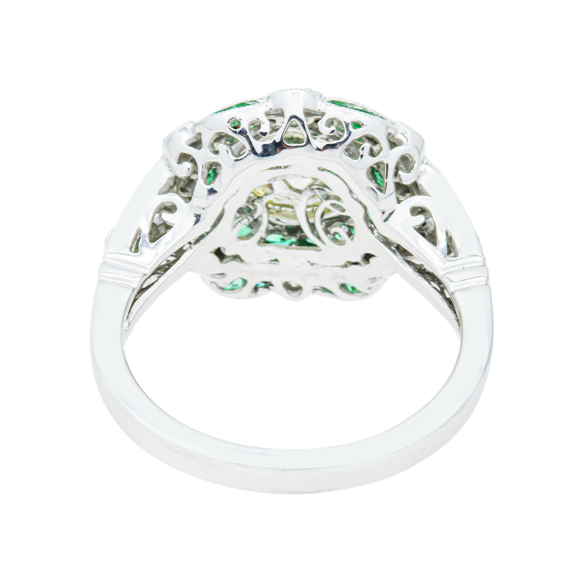 Platinum 1.03ct Round Diamond & Emerald Ring 1.91ctw