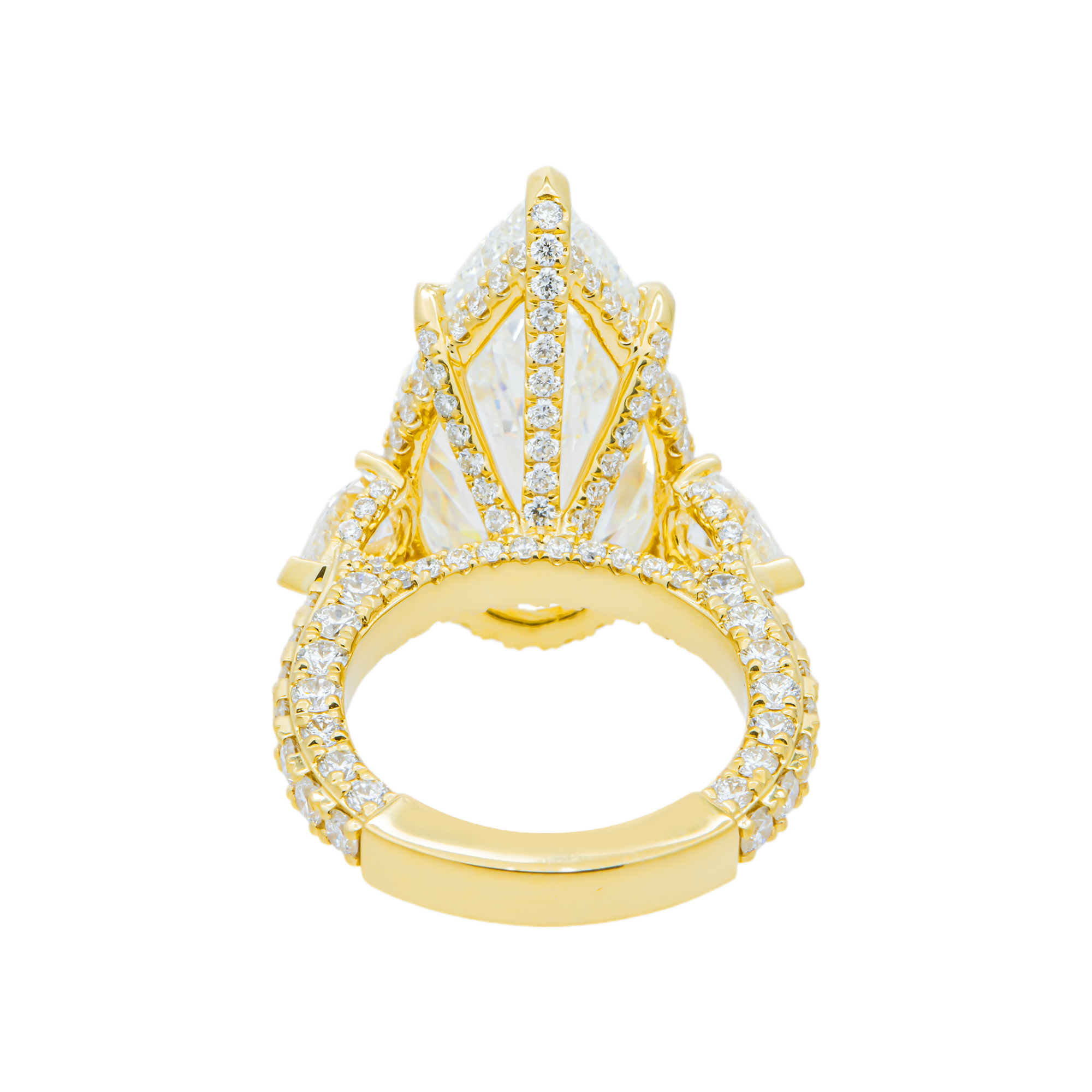 18K Yellow Gold Triple Pear Engagement Ring 17.34ctw