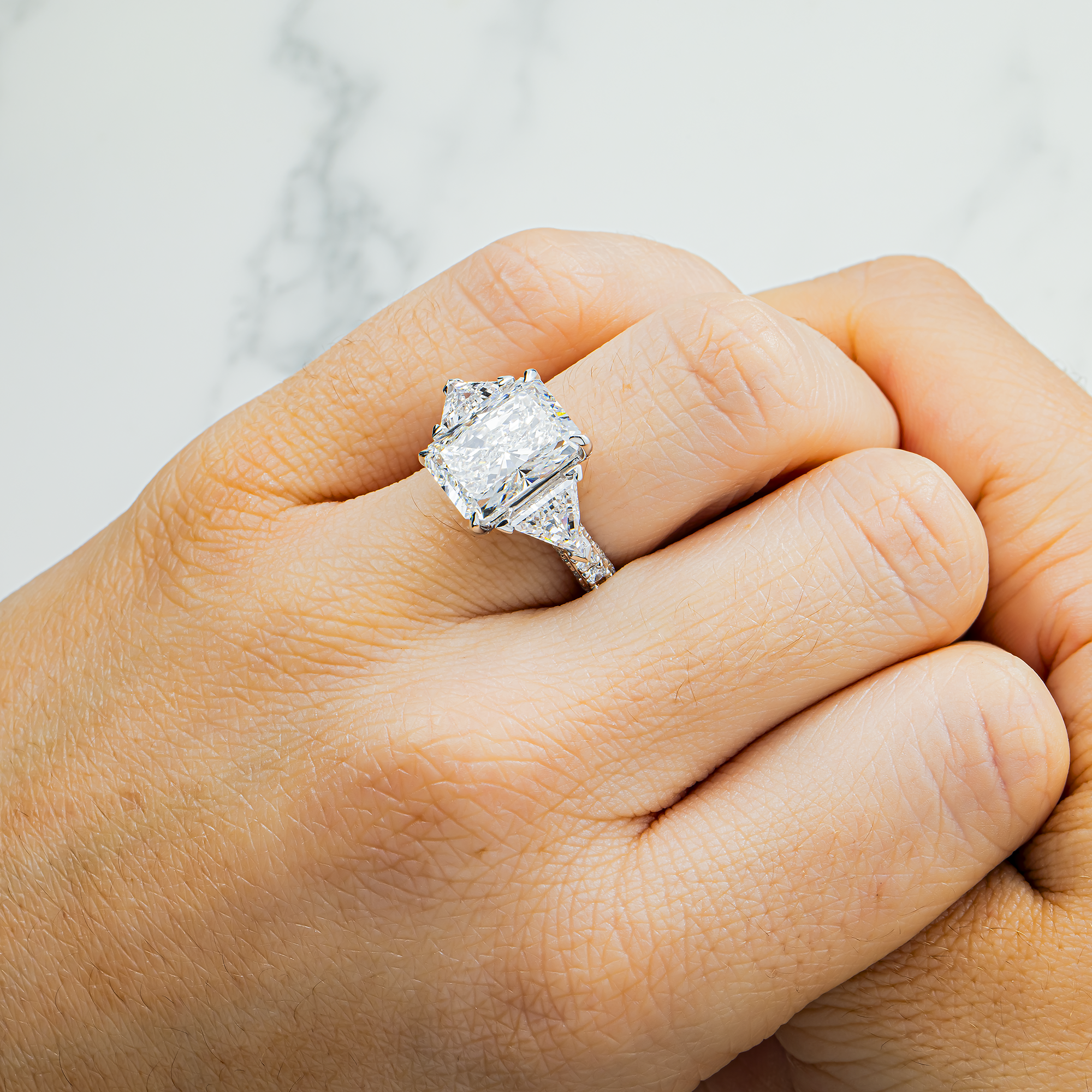 GIA 18K White Gold 5.53ct Radiant Diamond Engagement Ring 9.13ctw