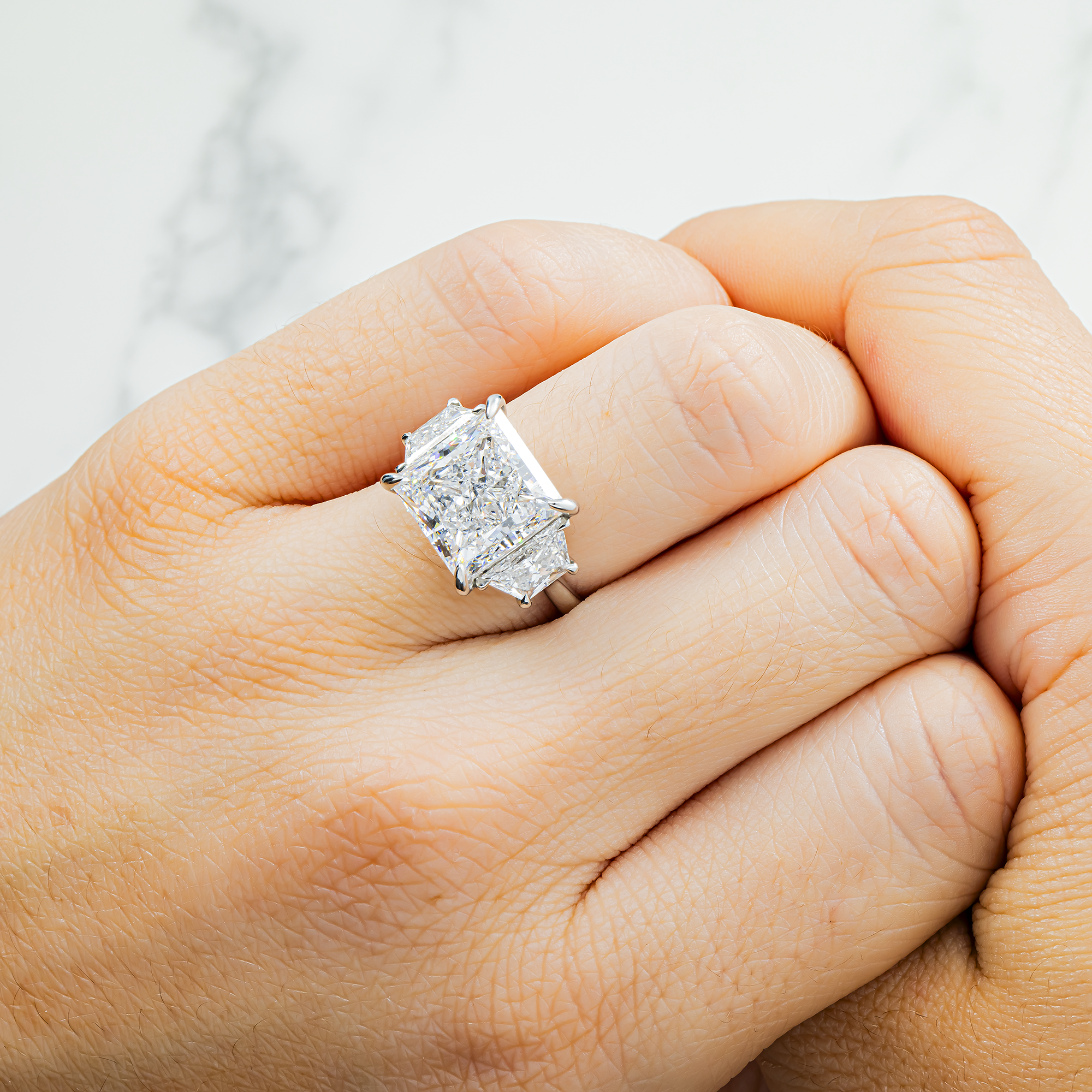 Platinum 8.02ct Radiant Diamond Engagement Ring 9.68ctw