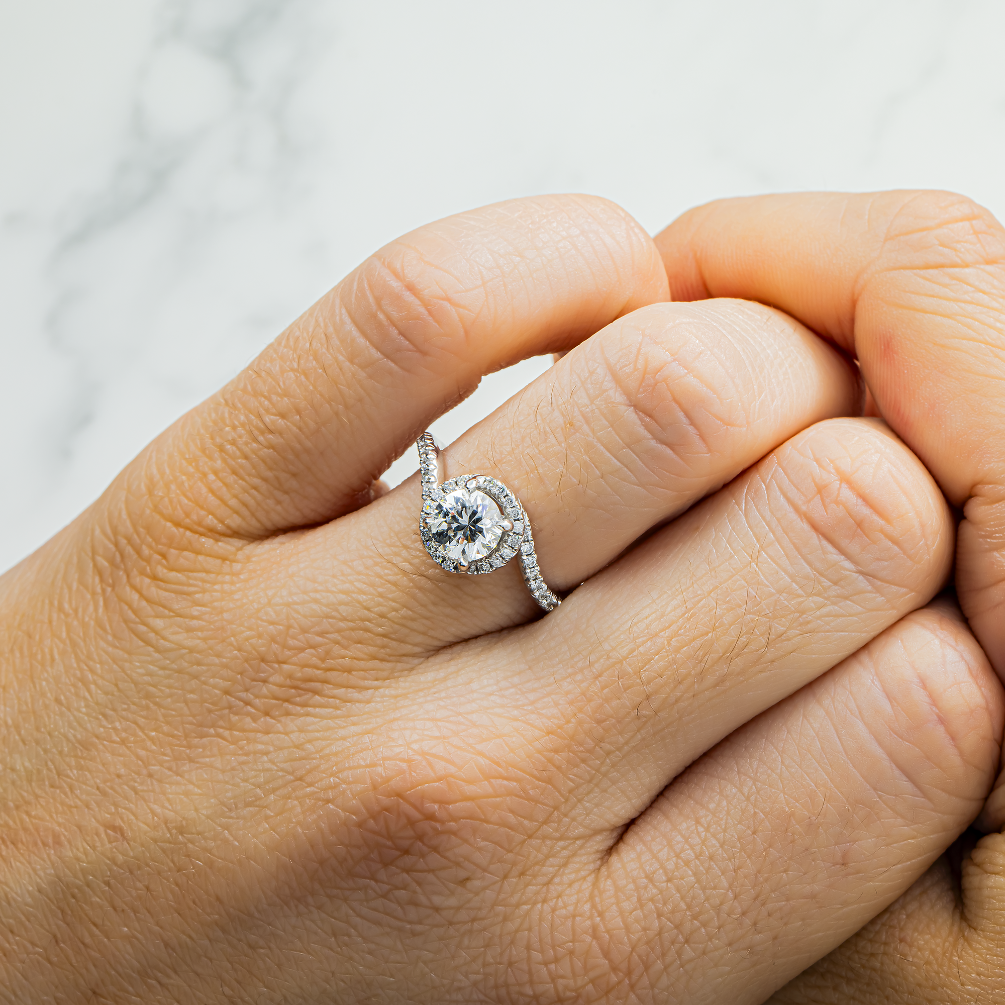 14K White Gold 1.09ct Round Diamond Engagement Ring 1.46ctw