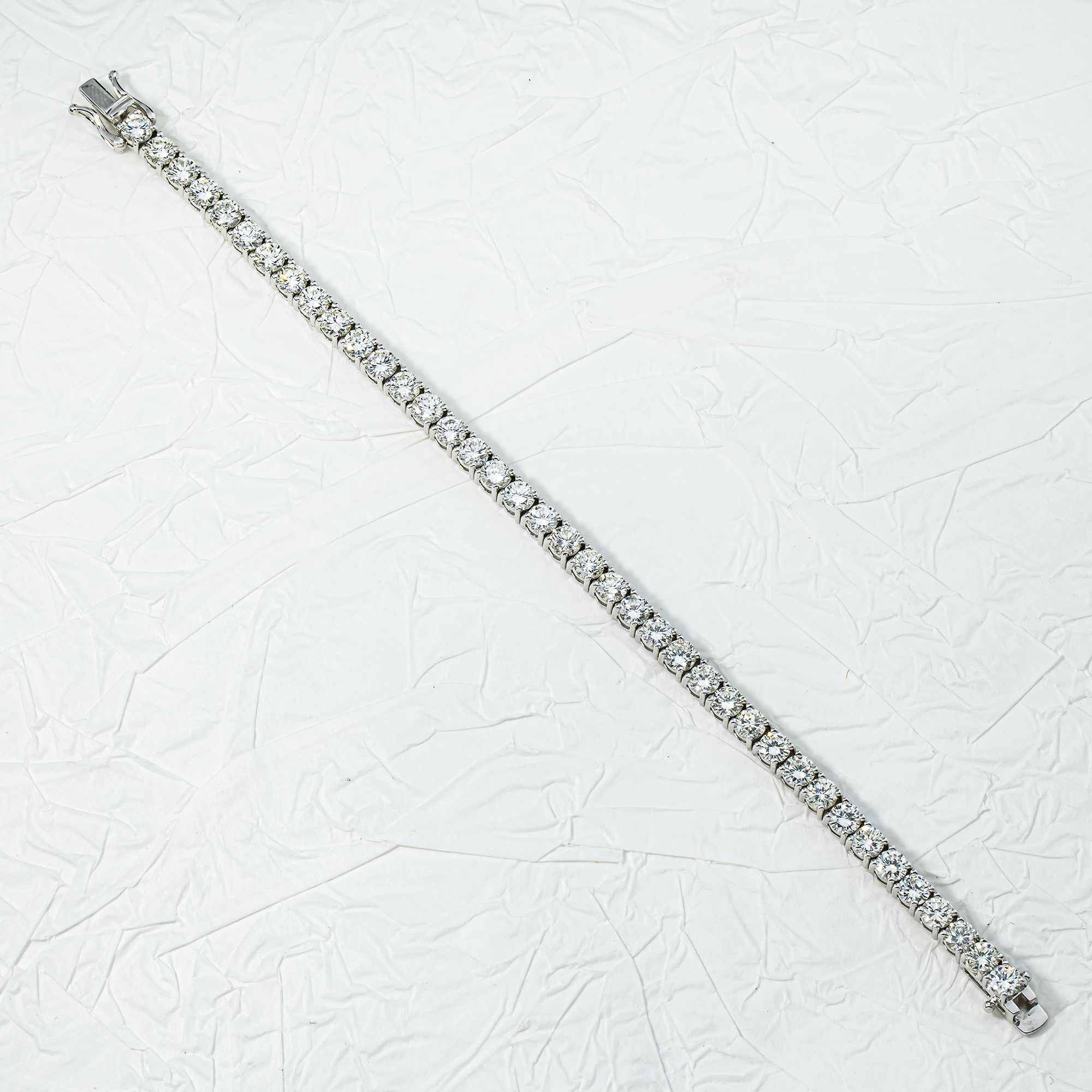 14K White Gold Round Diamond Tennis Bracelet 12.44ct (6"-8")