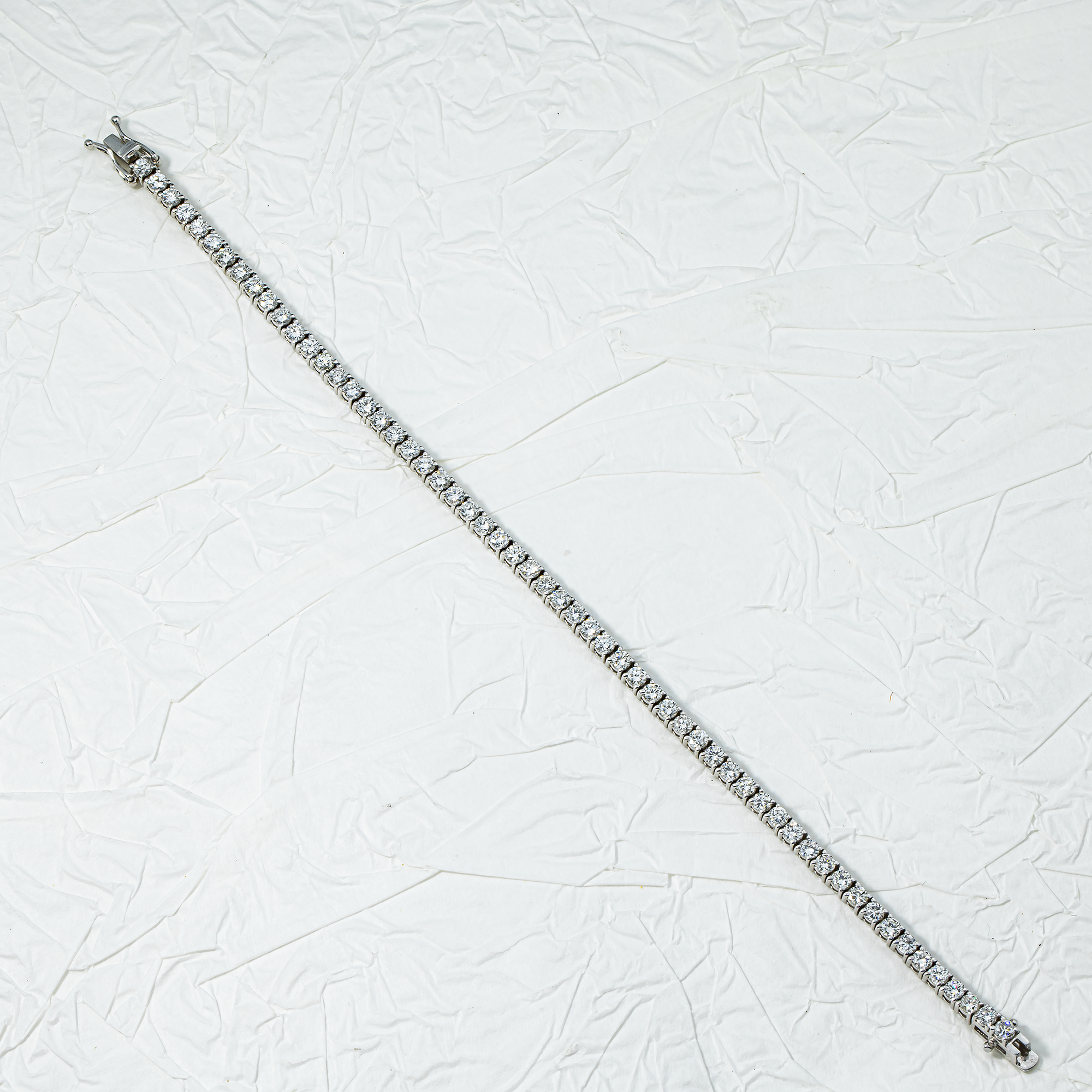 14K White Gold Round Diamond Tennis Bracelet 4.31ct