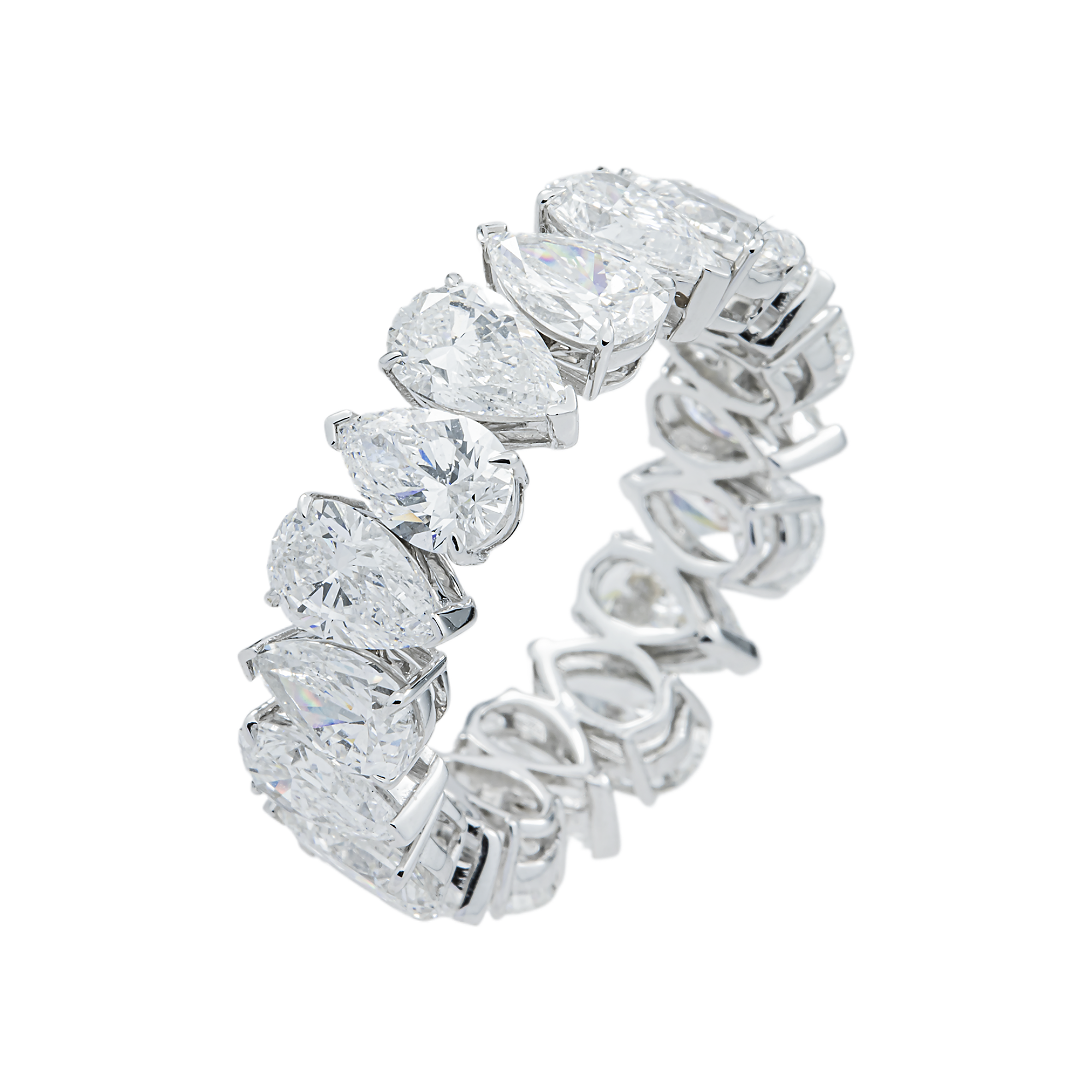 14K White Gold Pear Cut Diamond Eternity Ring 9.52ct (size 8.5)