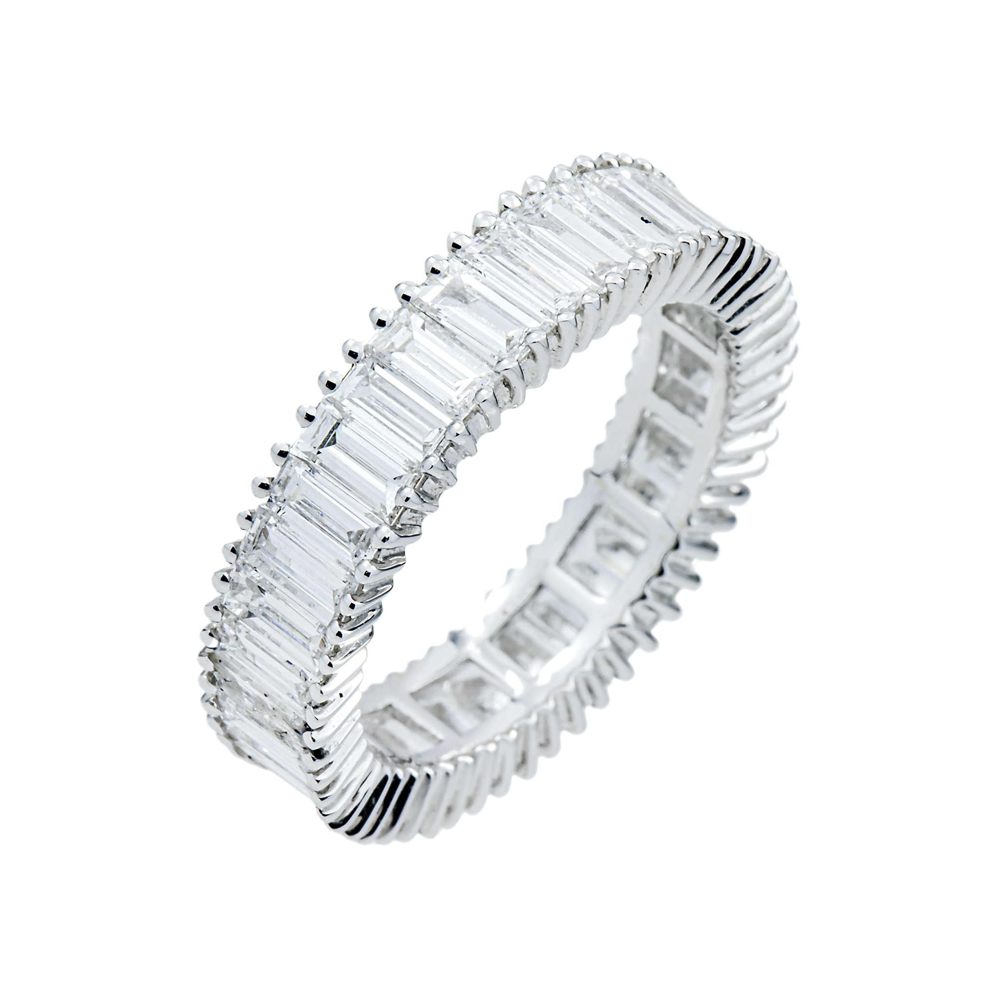 18K White Gold Baguette Diamond Eternity Ring 3.02 ct ( Size 6)