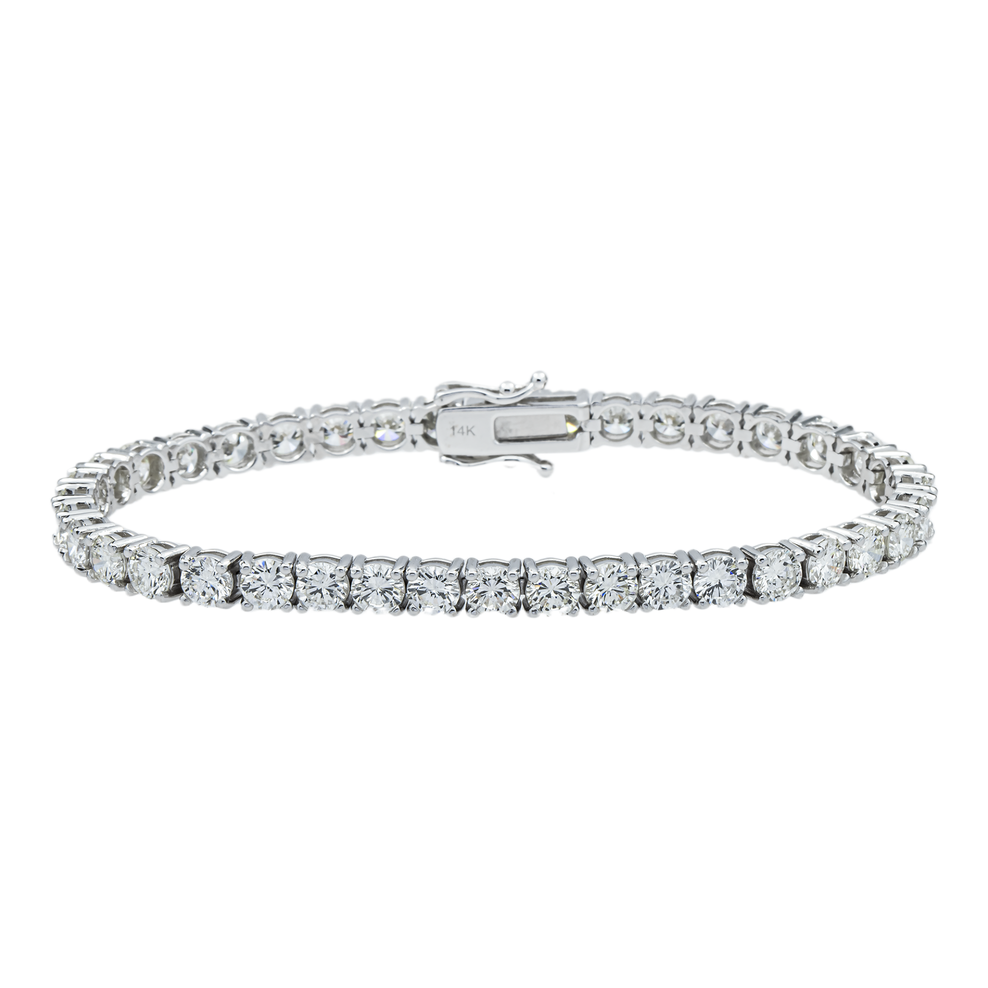 14K White Gold Round Diamond Tennis Bracelet 12.44ct (6"-8")