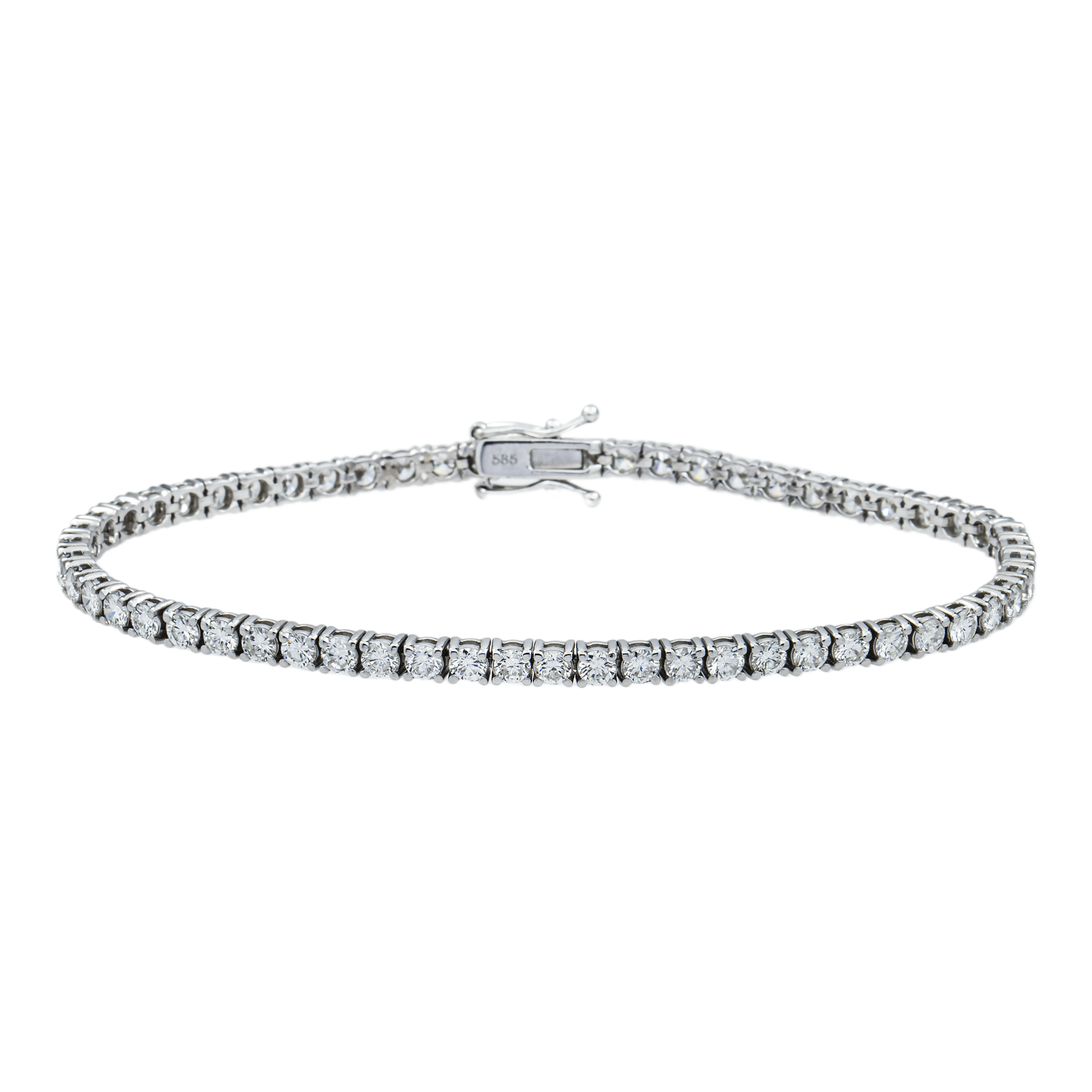 14K White Gold Round Diamond Tennis Bracelet 4.31ct