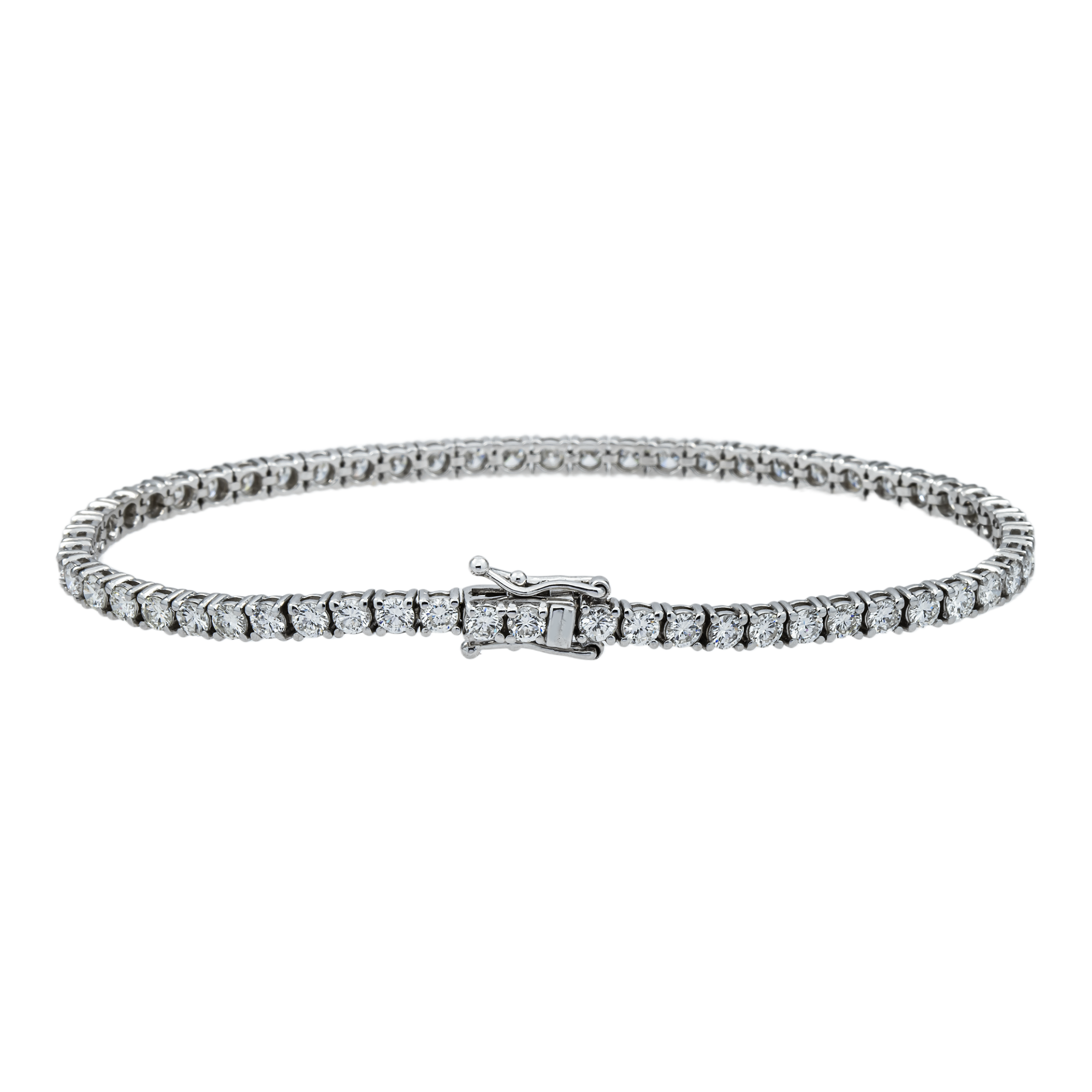 14K White Gold Round Diamond Tennis Bracelet 4.31ct