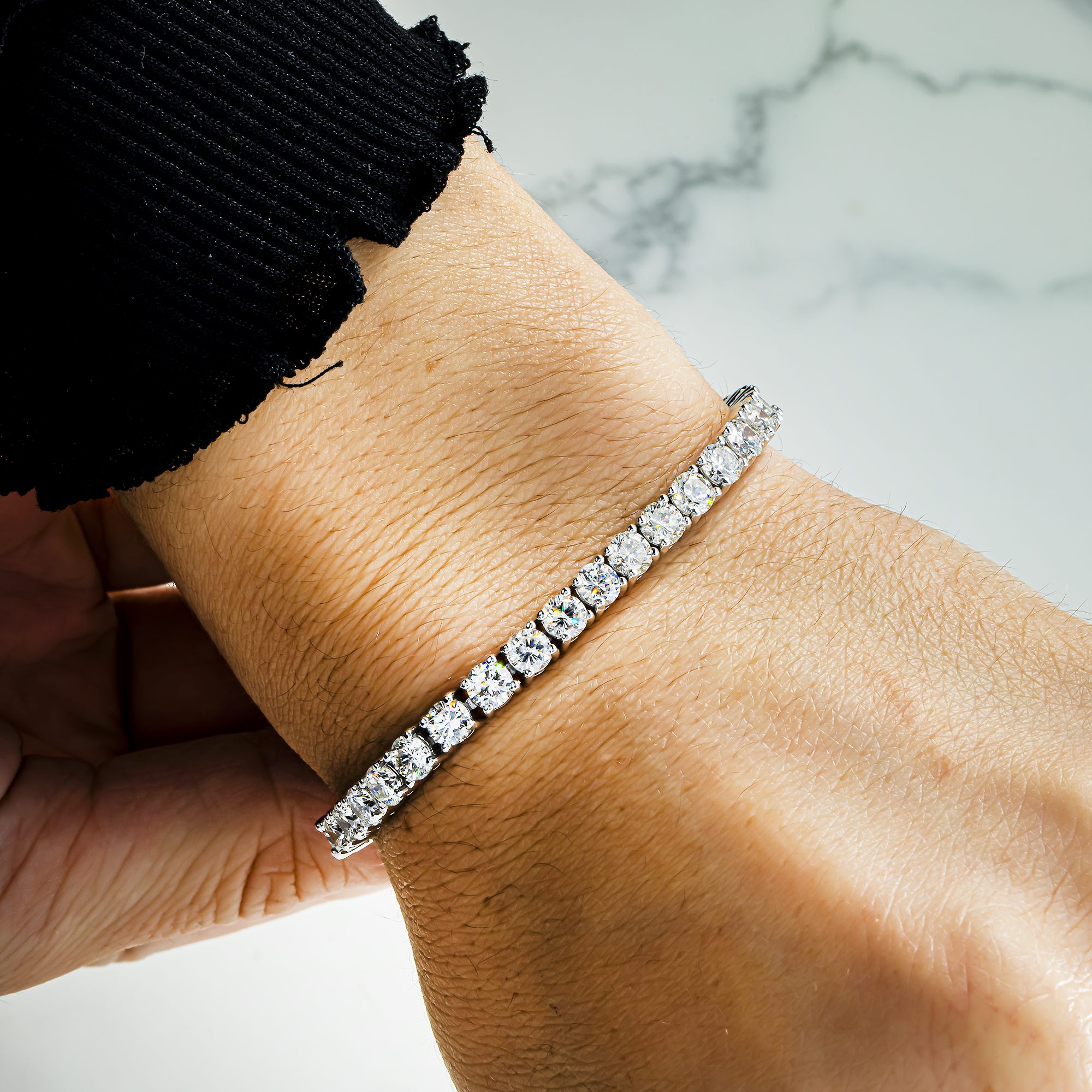 14K White Gold Round Diamond Tennis Bracelet 12.44ct (6"-8")