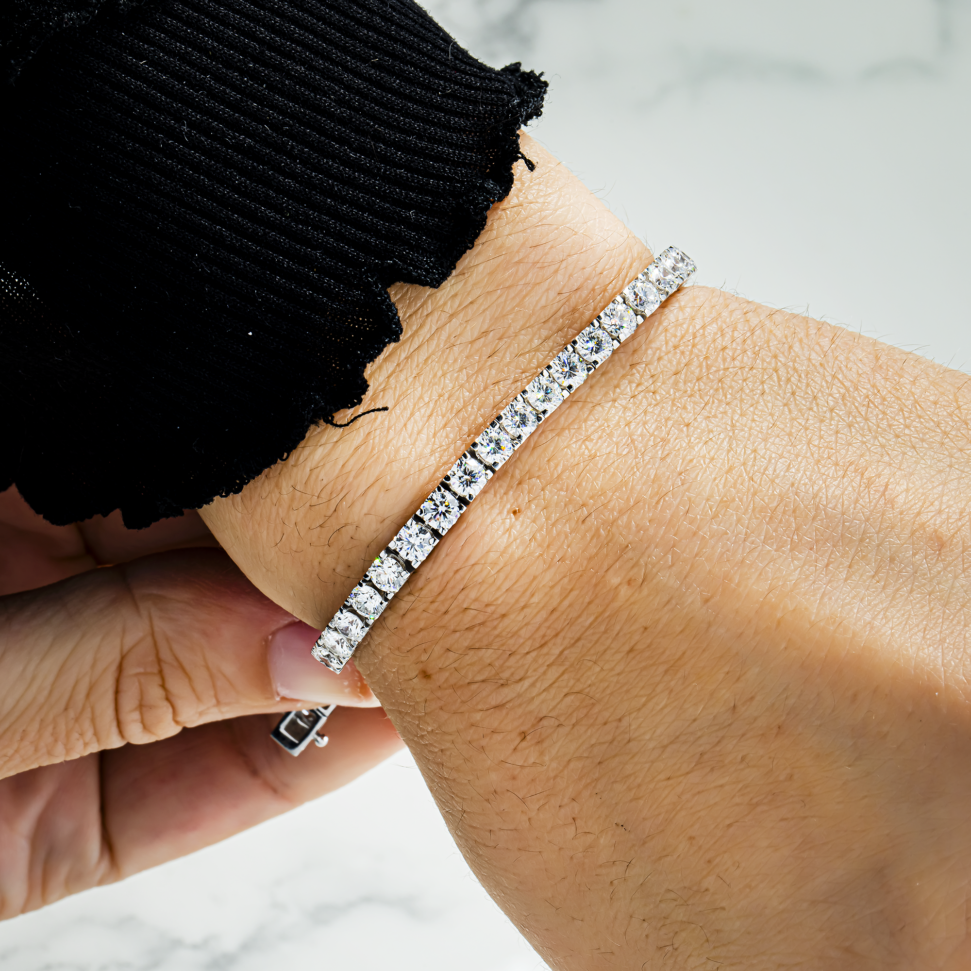 White Gold Round Diamond Tennis Bracelet 10.02ct