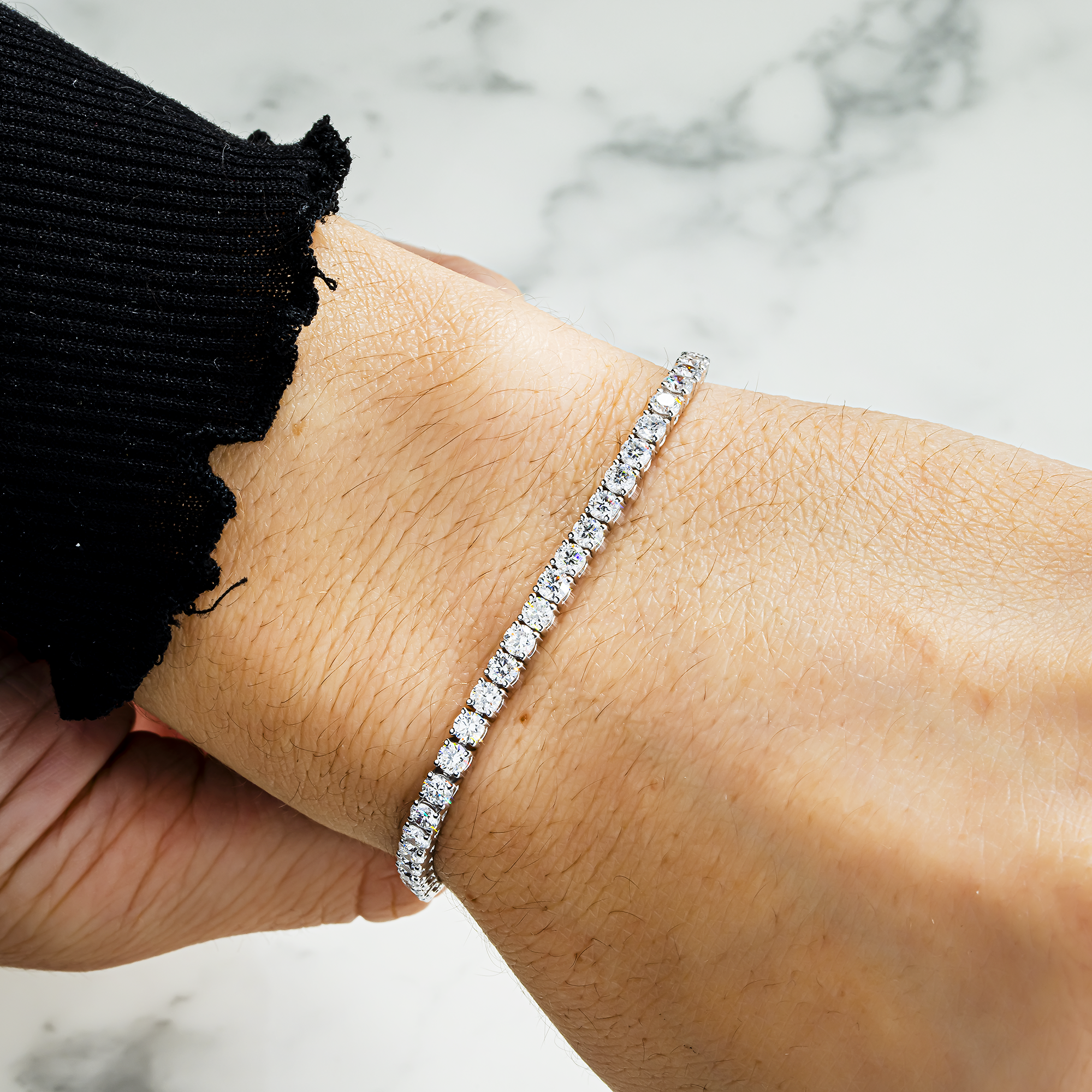 White Gold Round Diamond Tennis Bracelet 6.02ct