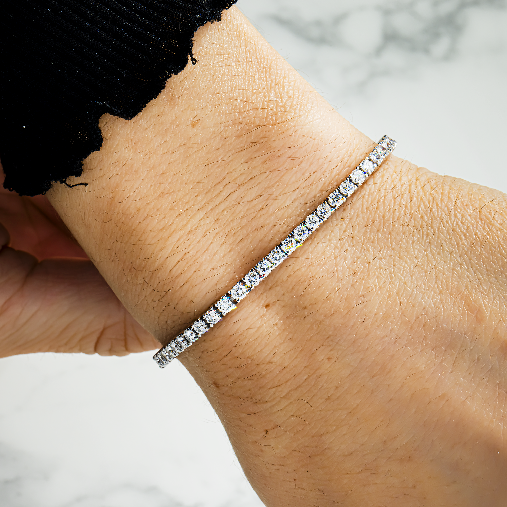 14K White Gold Round Diamond Tennis Bracelet 4.31ct