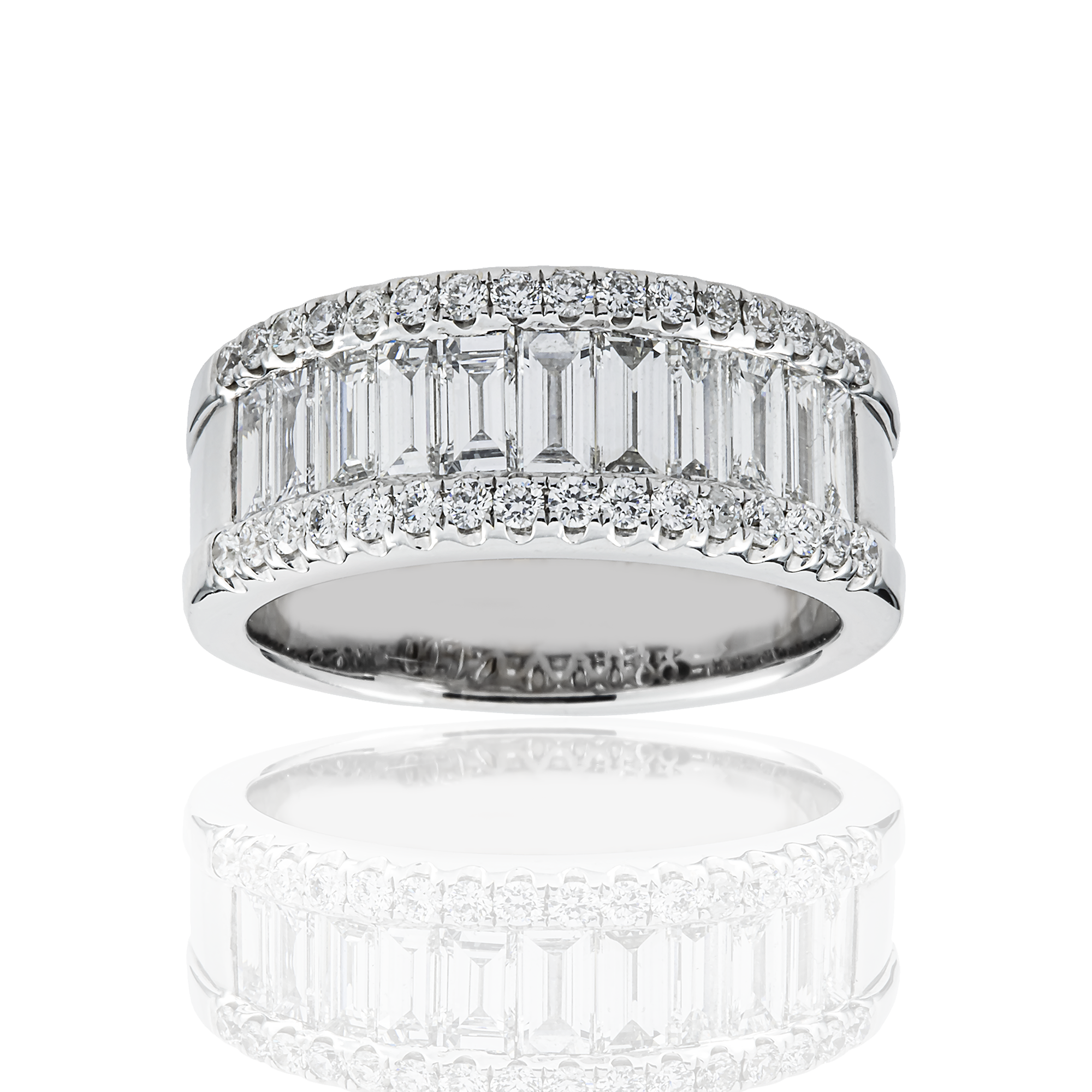 18K White Gold Round & Emerald Cut Diamond Ring 12.83ctw