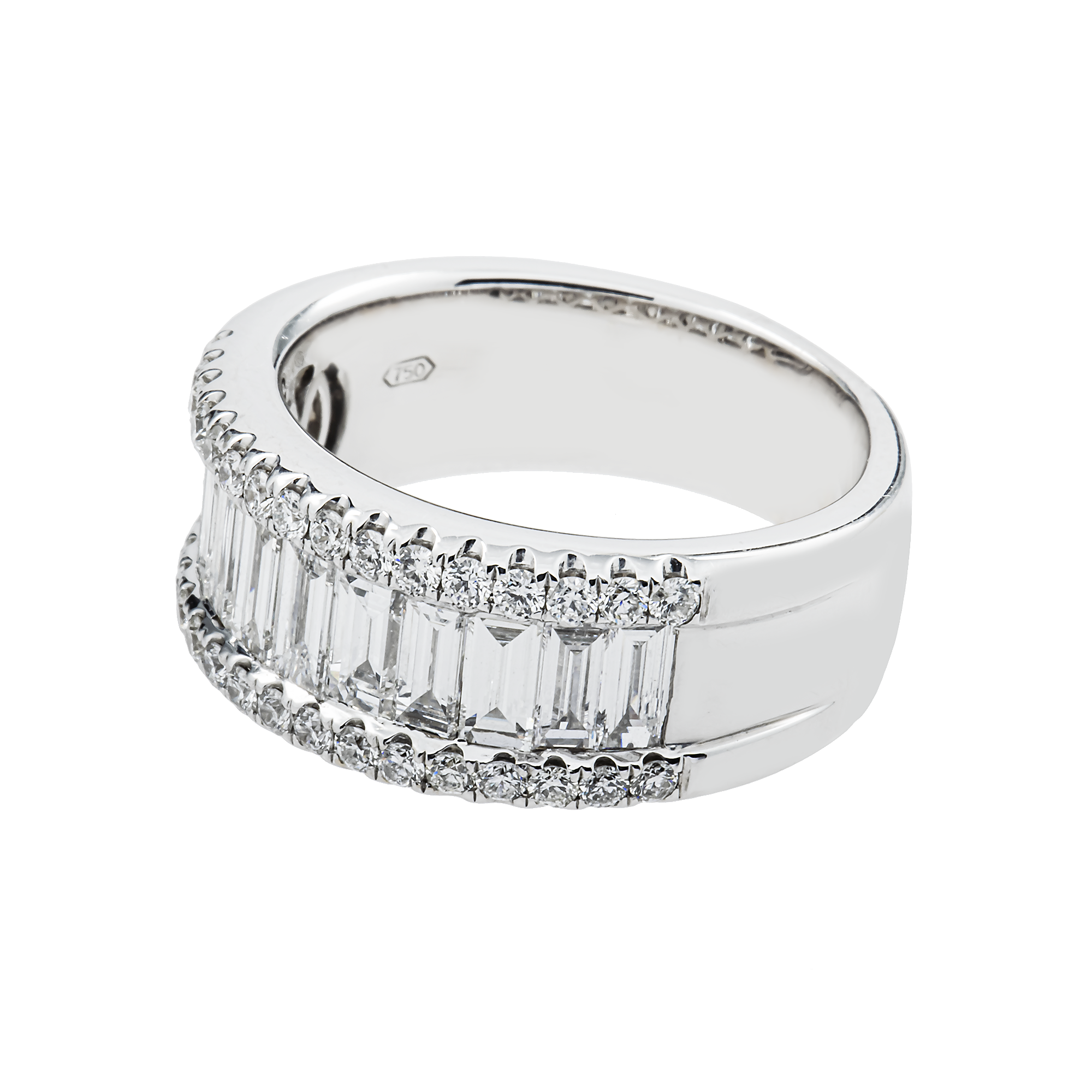 18K White Gold Round & Emerald Cut Diamond Ring 12.83ctw