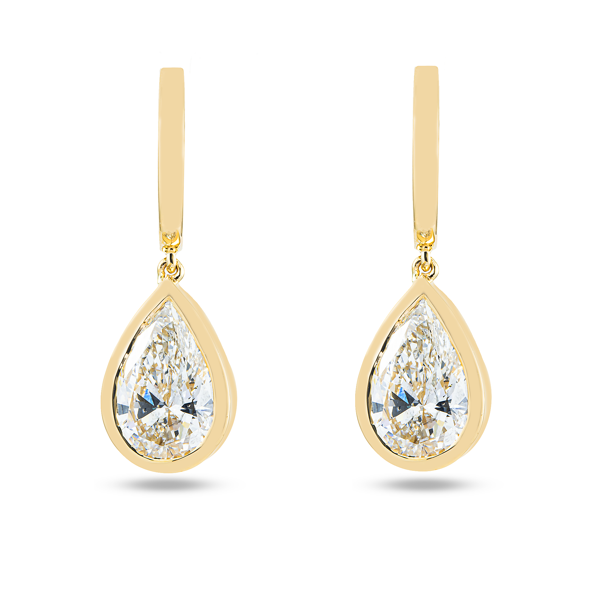 14K Yellow Gold Pear Cut Diamond Drop Earrings 4.06ctw