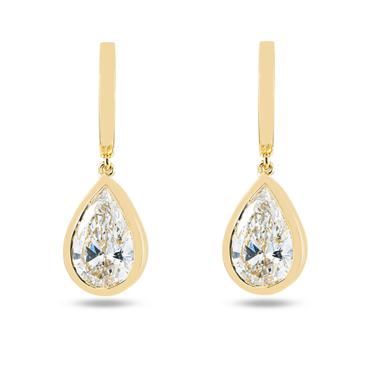 14K Yellow Gold Pear Cut Diamond Drop Earrings 4.06ctw